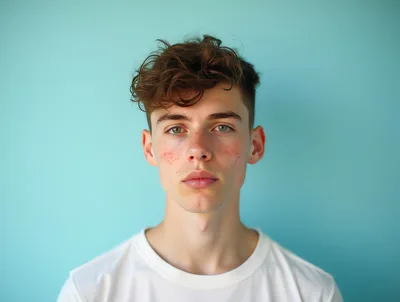 Portrait Of A Young Man With Skin Redness