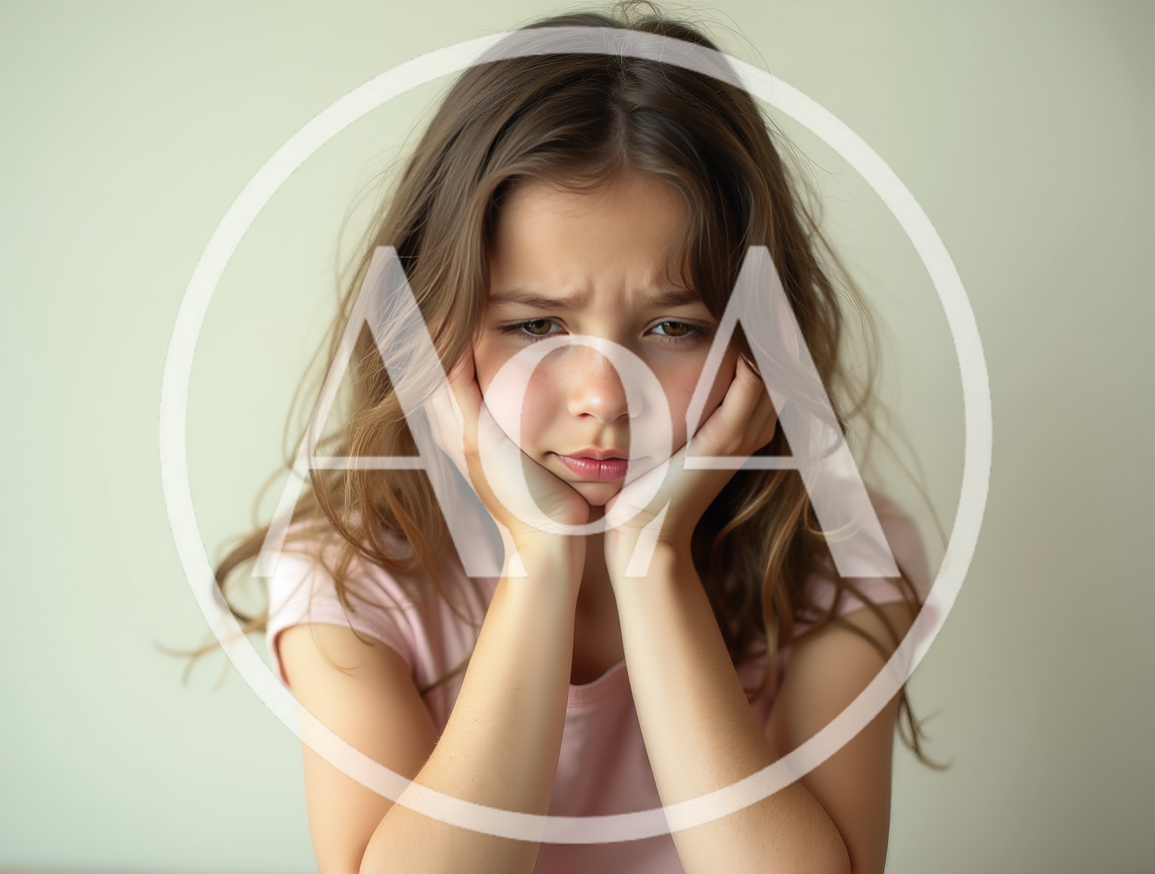 Sad Young Girl Resting Chin On Hands