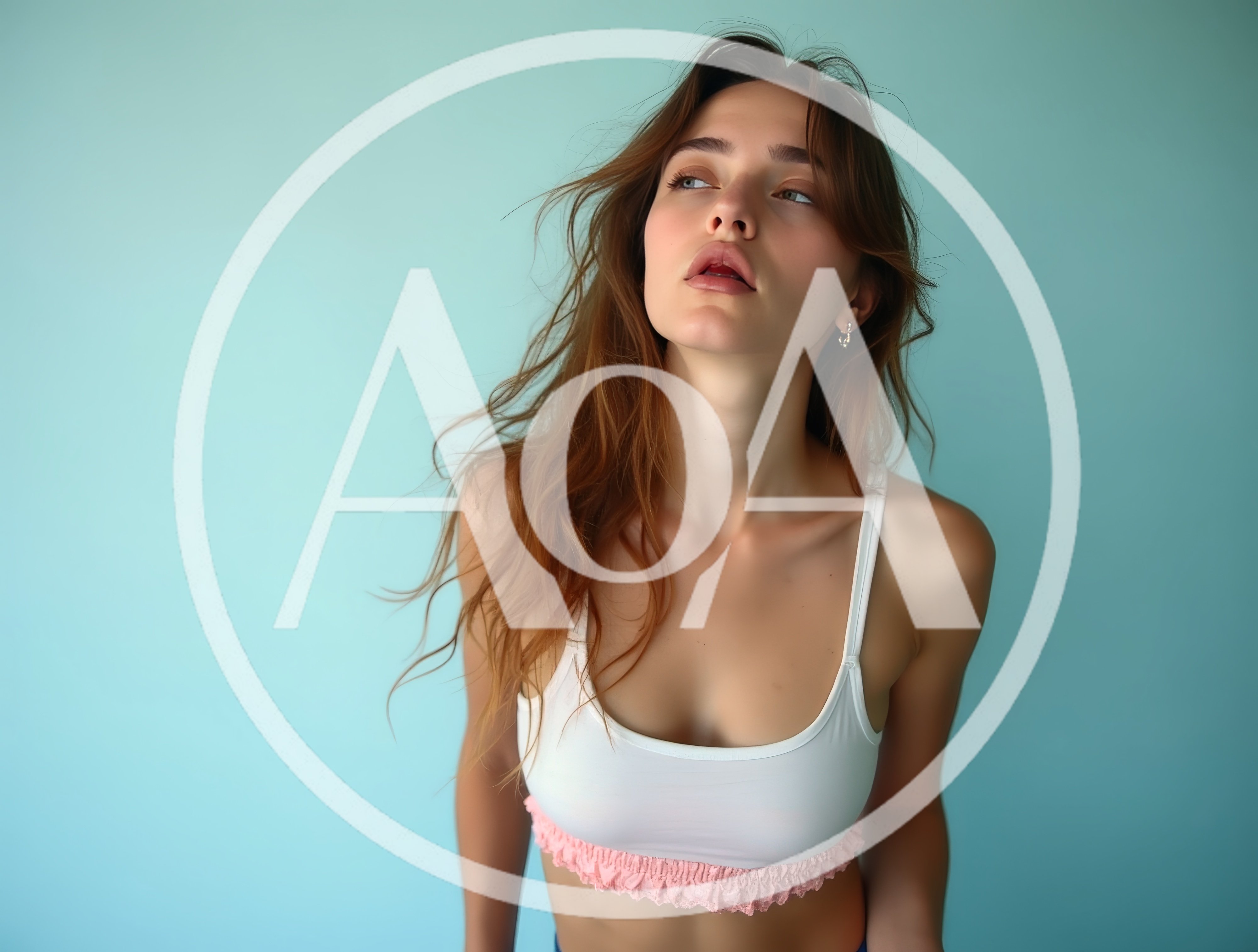 Young Woman Posing Against A Light Blue Background