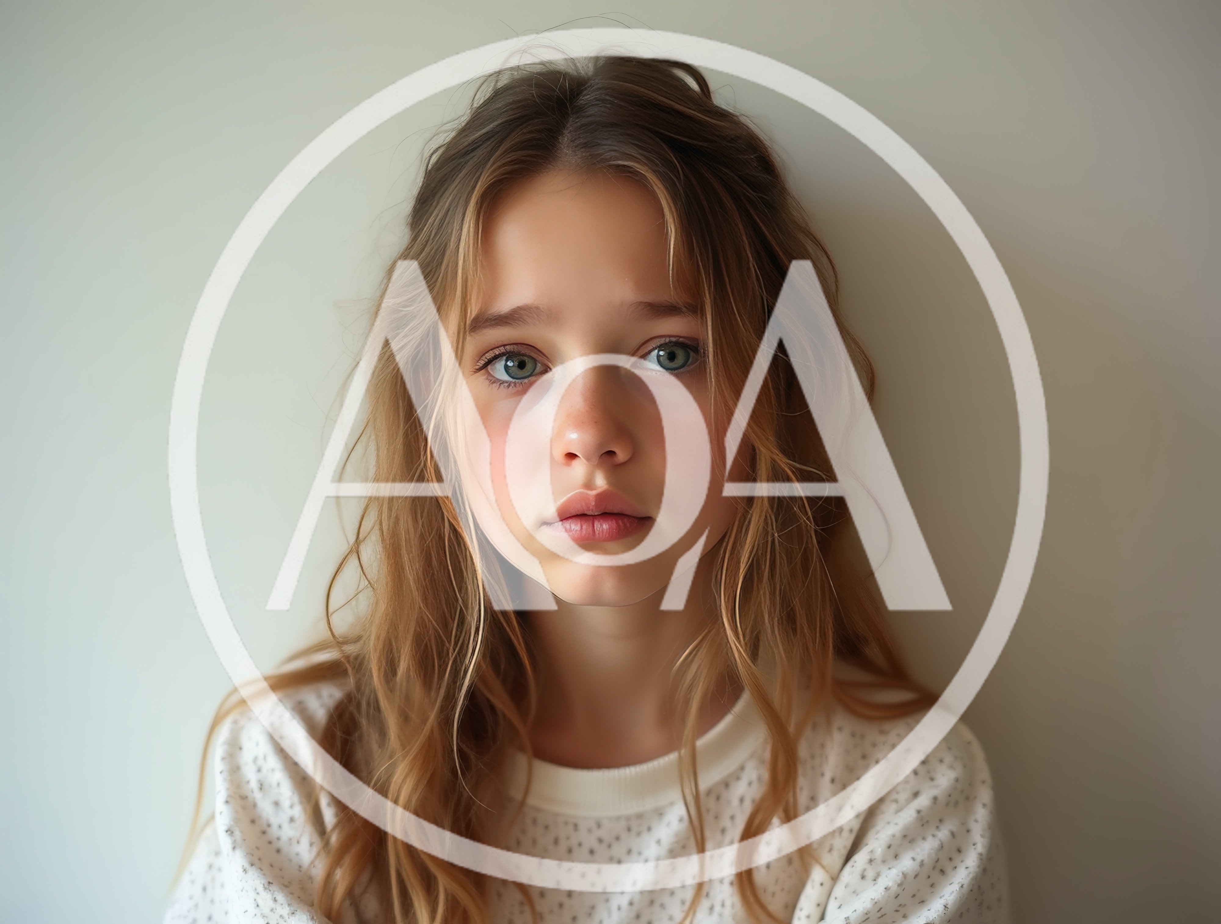 Portrait Of A Sad Young Girl With Wavy Hair