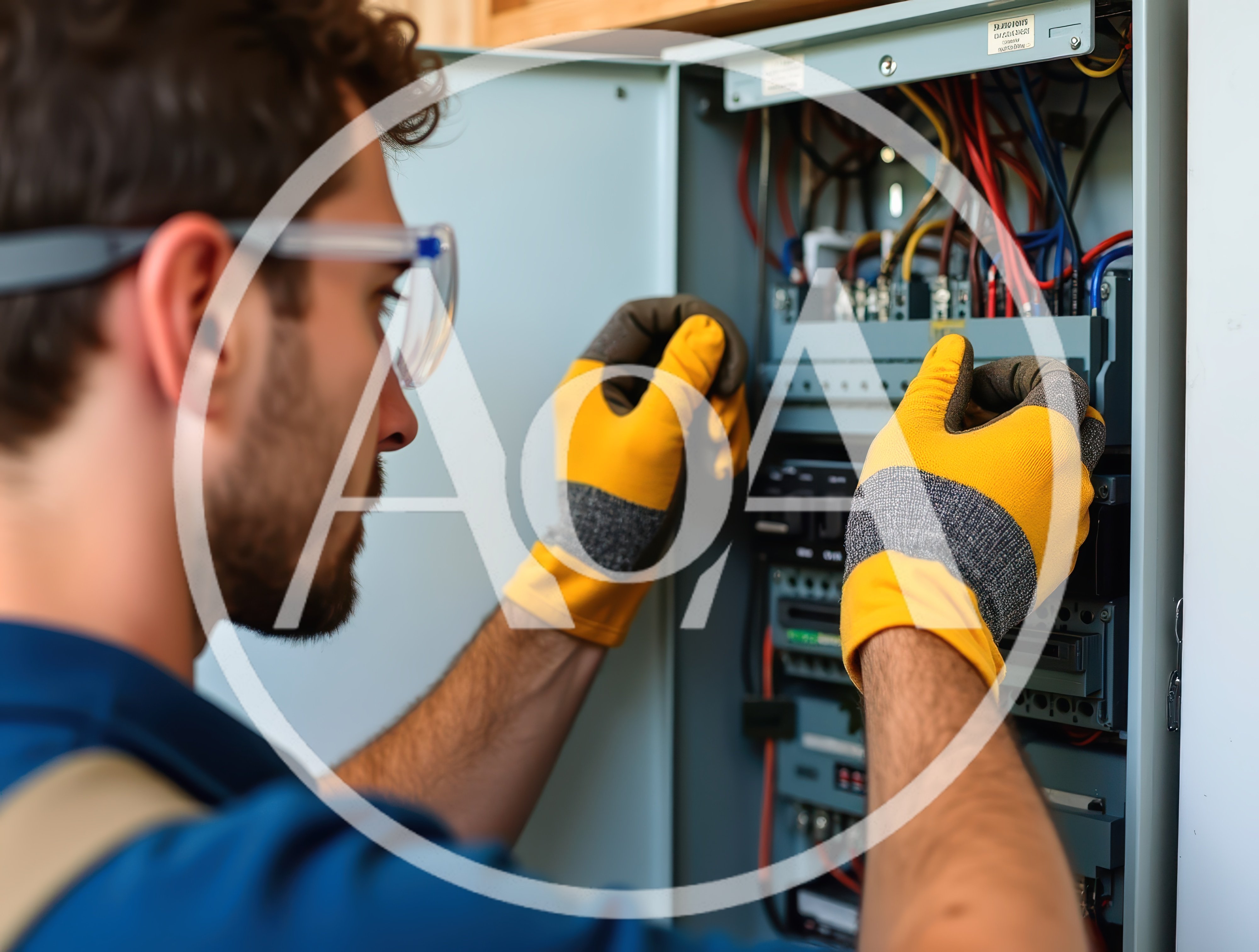 Electrician Working On Industrial Electrical Control Panel