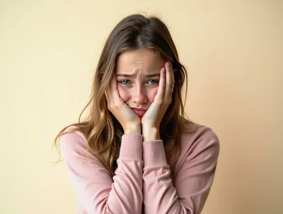 Young Woman Expressing Sadness And Distress