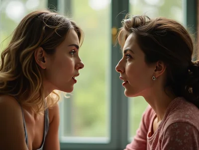 Two Young Women Having An Intense Conversation