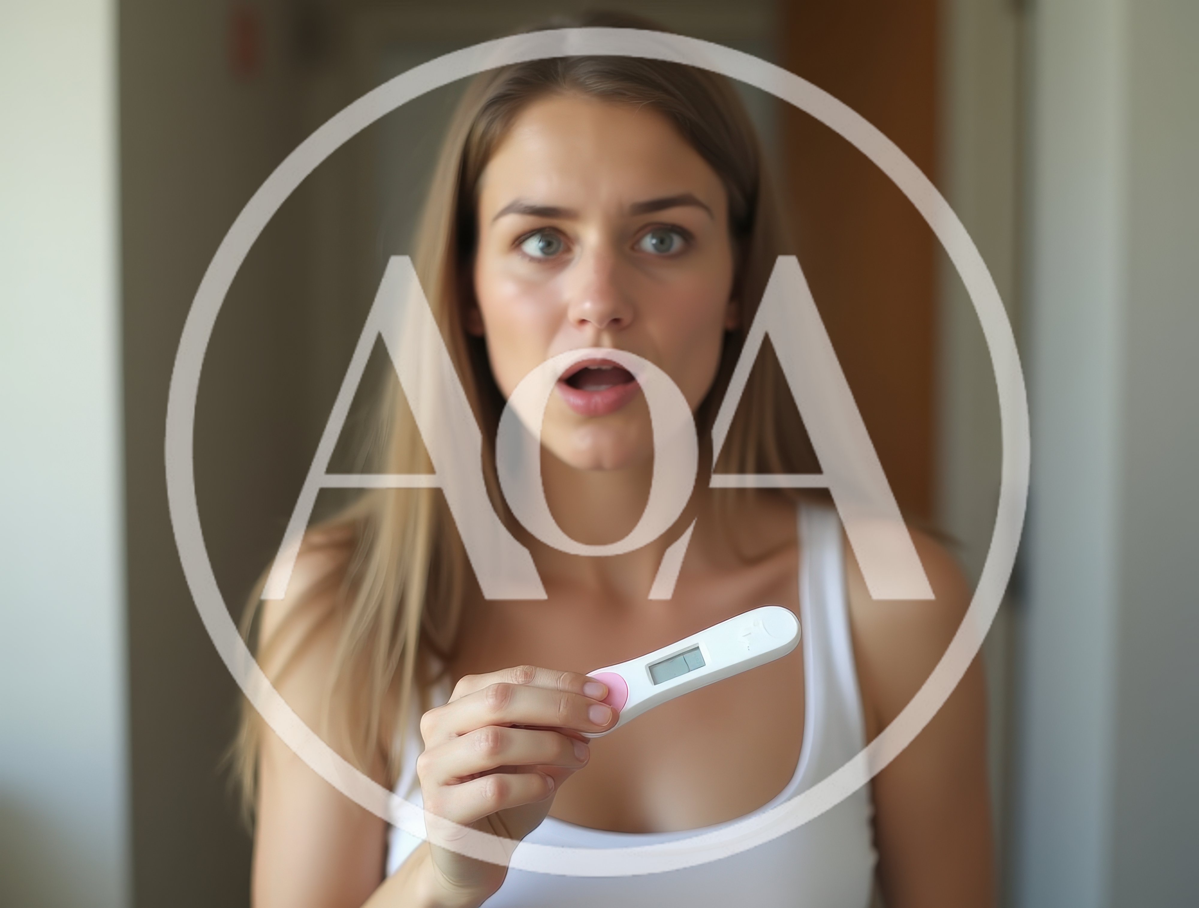 Young Woman Reacting To Positive Pregnancy Test Result