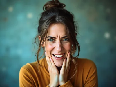Young Woman Expressing Intense Surprise And Excitement