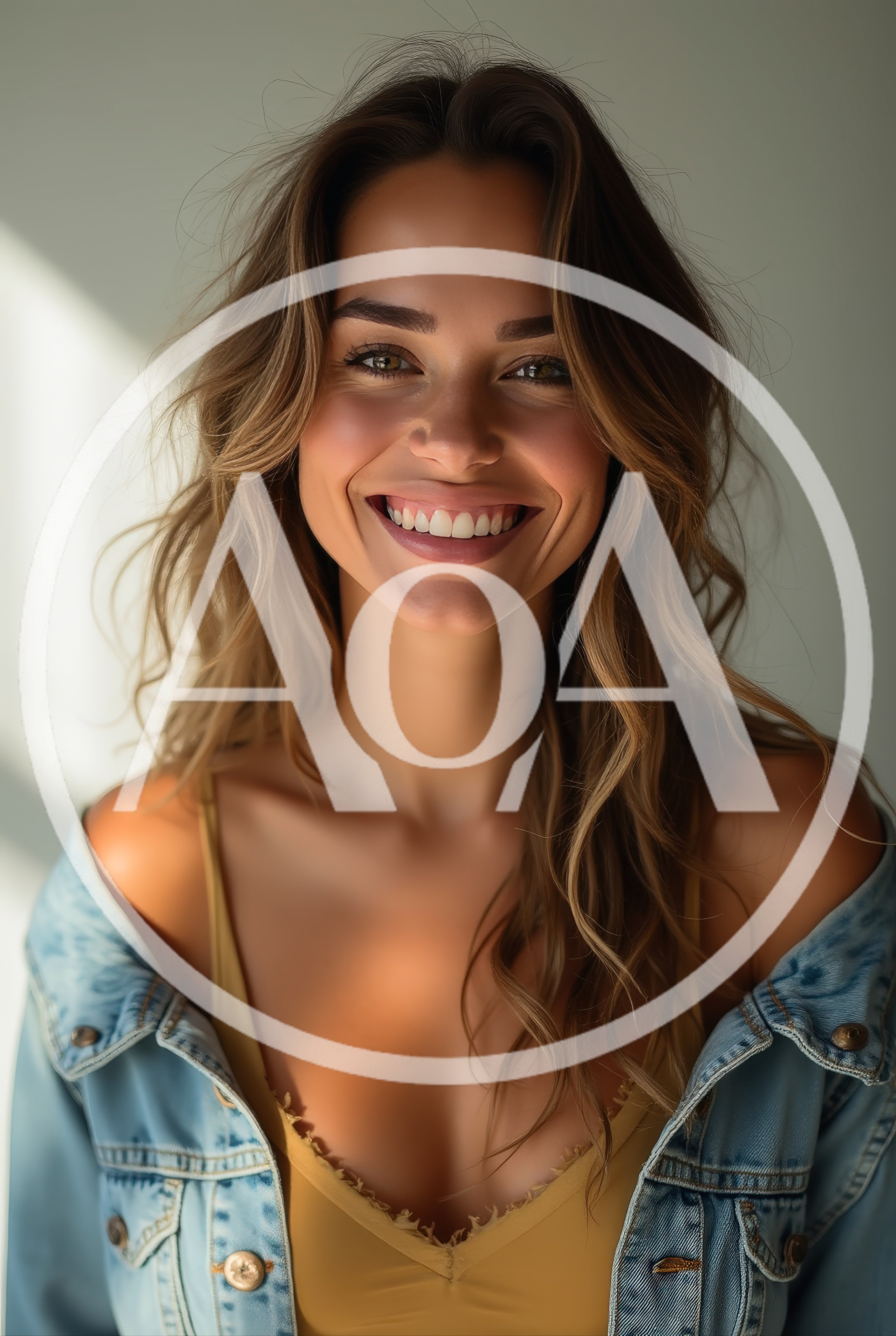 Portrait Of A Smiling Young Woman In Denim Jacket