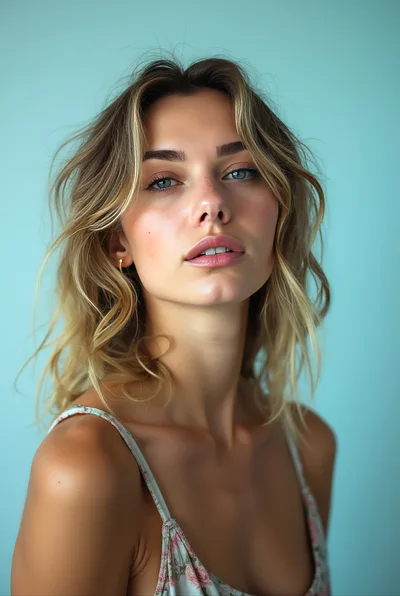 Portrait Of A Young Woman With Wavy Blonde Hair