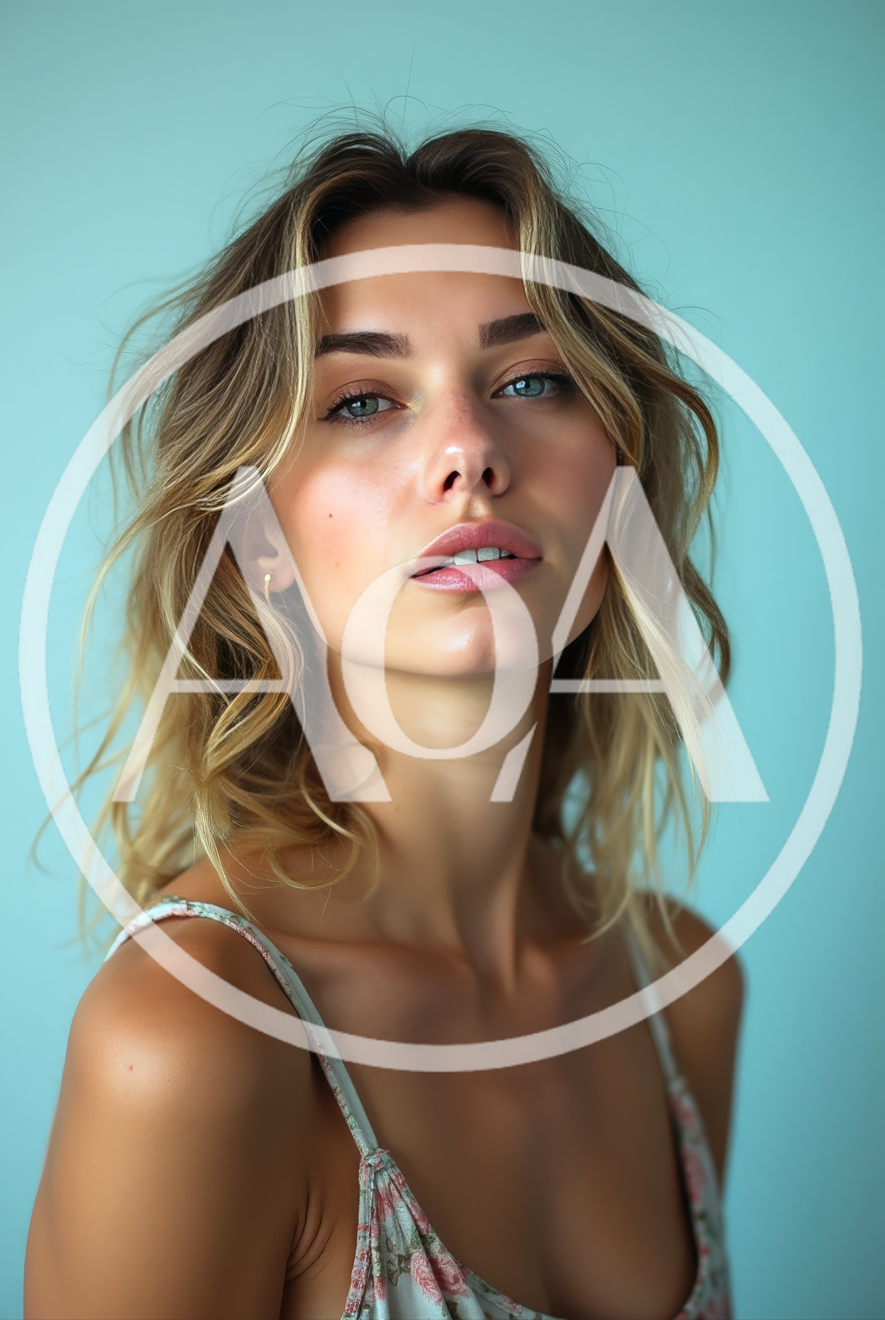 Portrait Of A Young Woman With Wavy Blonde Hair