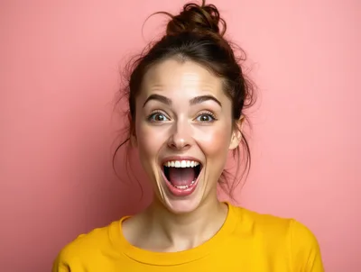 Excited Young Woman With Mouth Open
