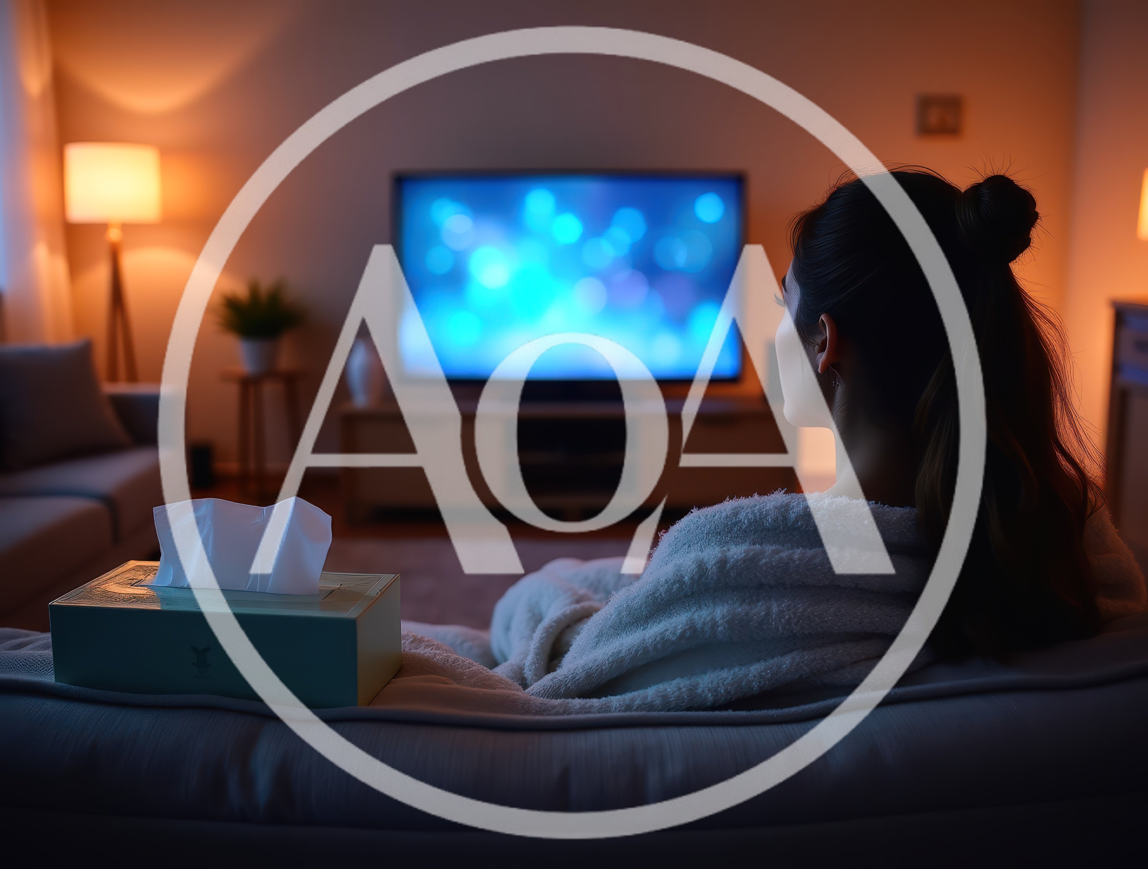 Woman Watching Television In A Cozy Living Room