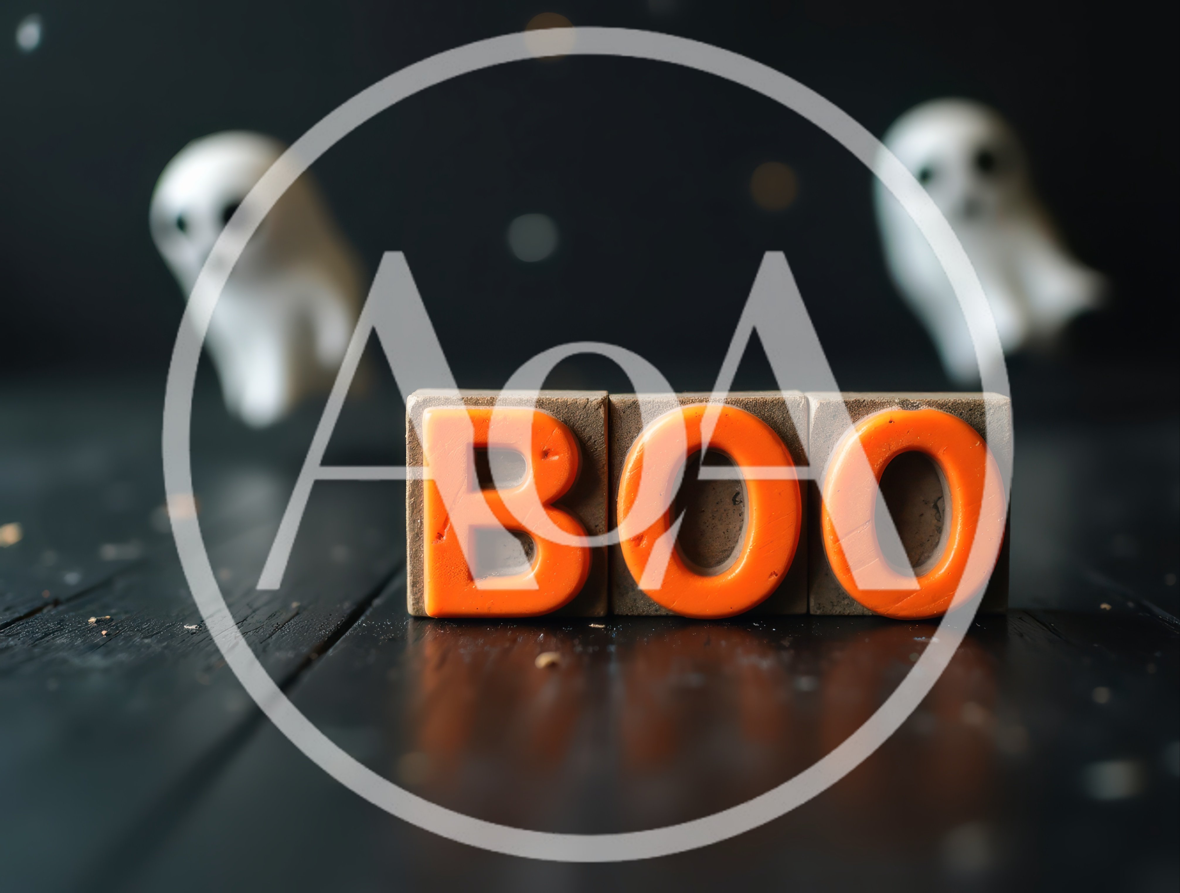 Halloween Boo Wooden Blocks With Ghost Figurines