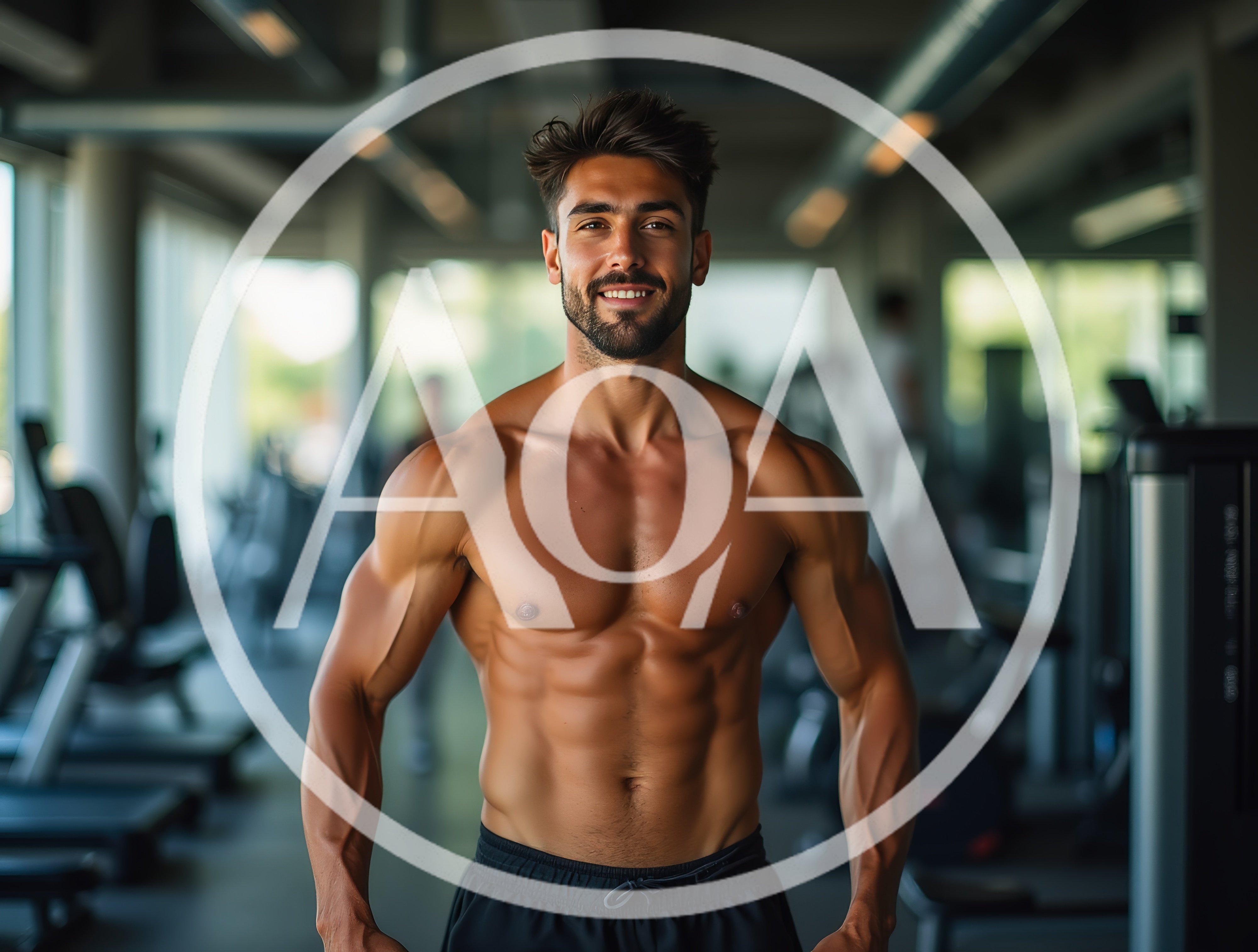 Muscular Man Smiling In A Modern Gym