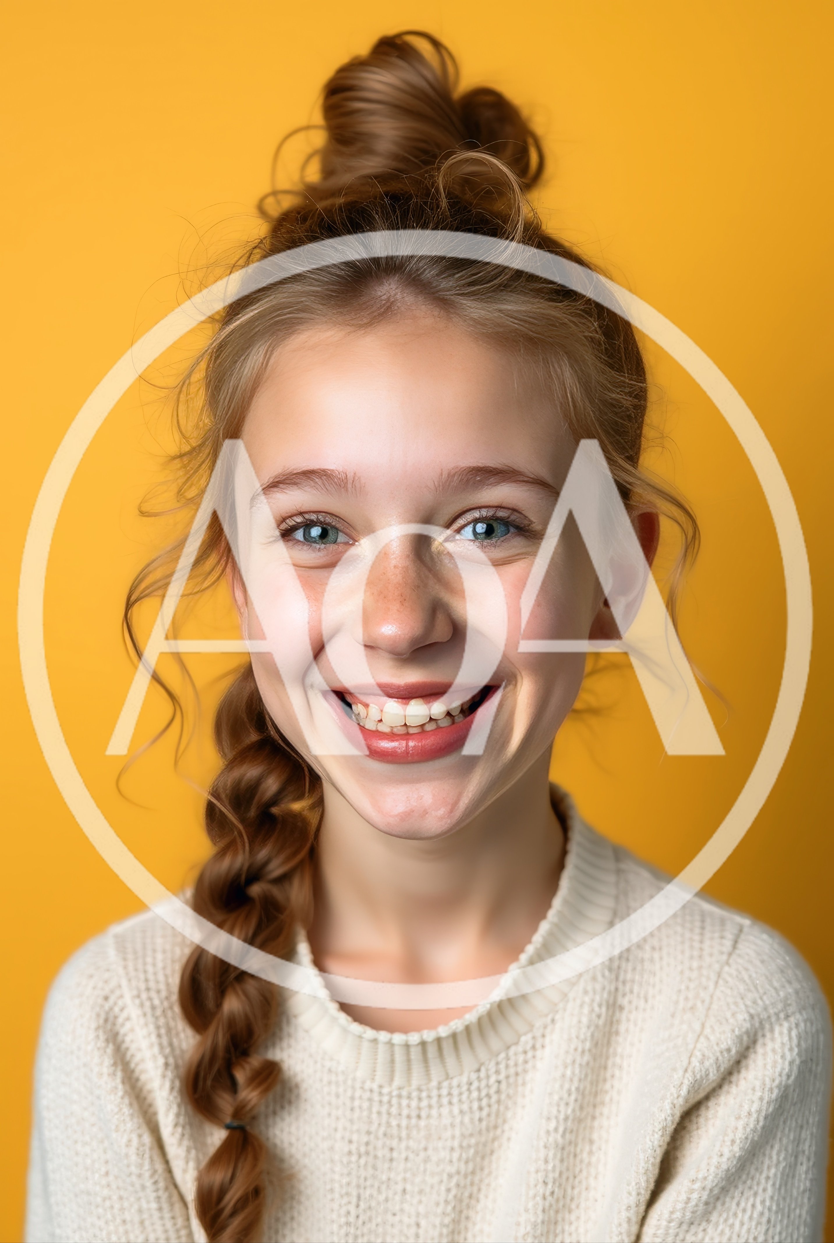 Portrait Of A Smiling Young Girl With Braided Hair