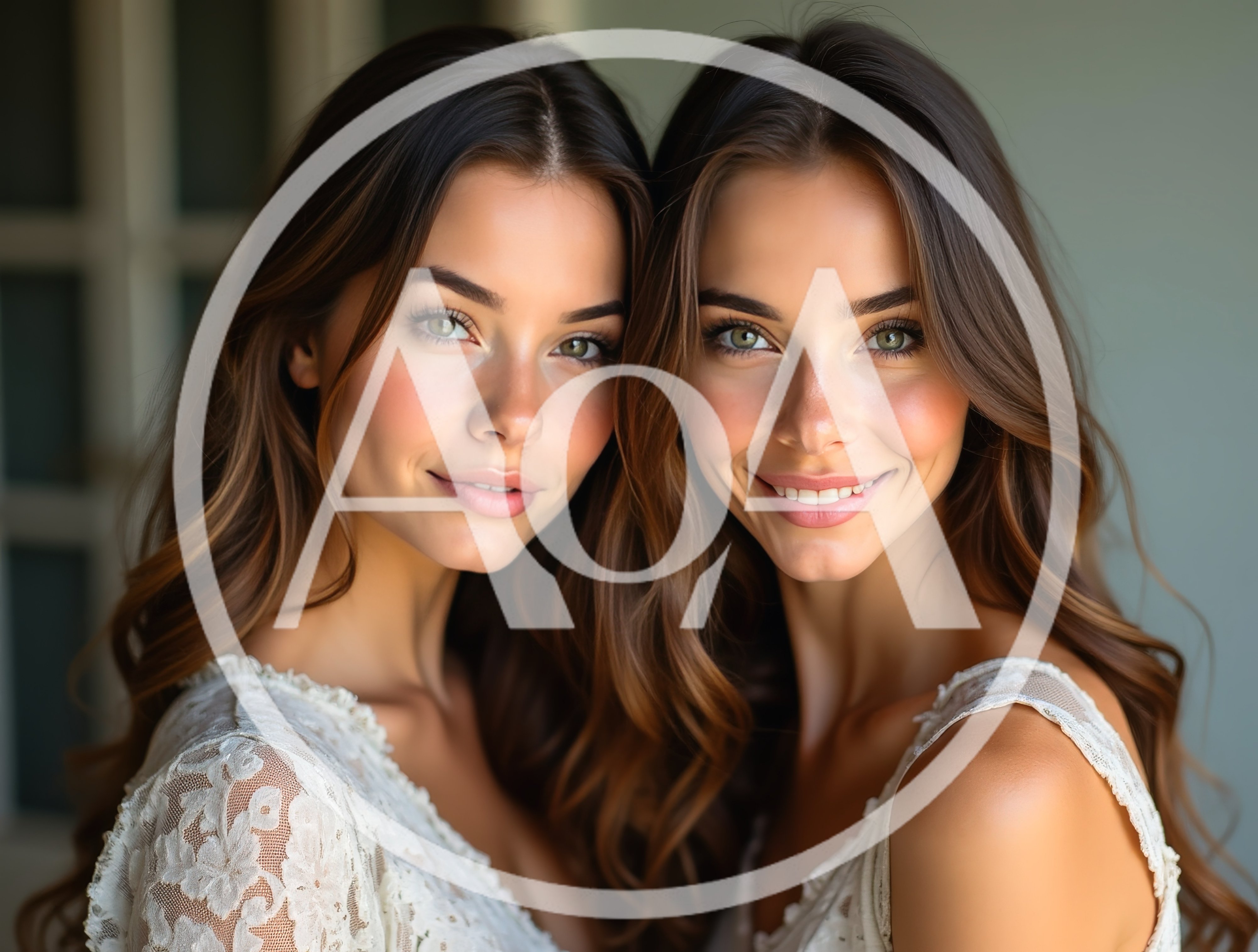 Portrait Of Two Beautiful Young Women Smiling Together