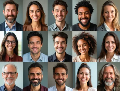 Diverse Group Of Smiling Professionals Portrait Grid