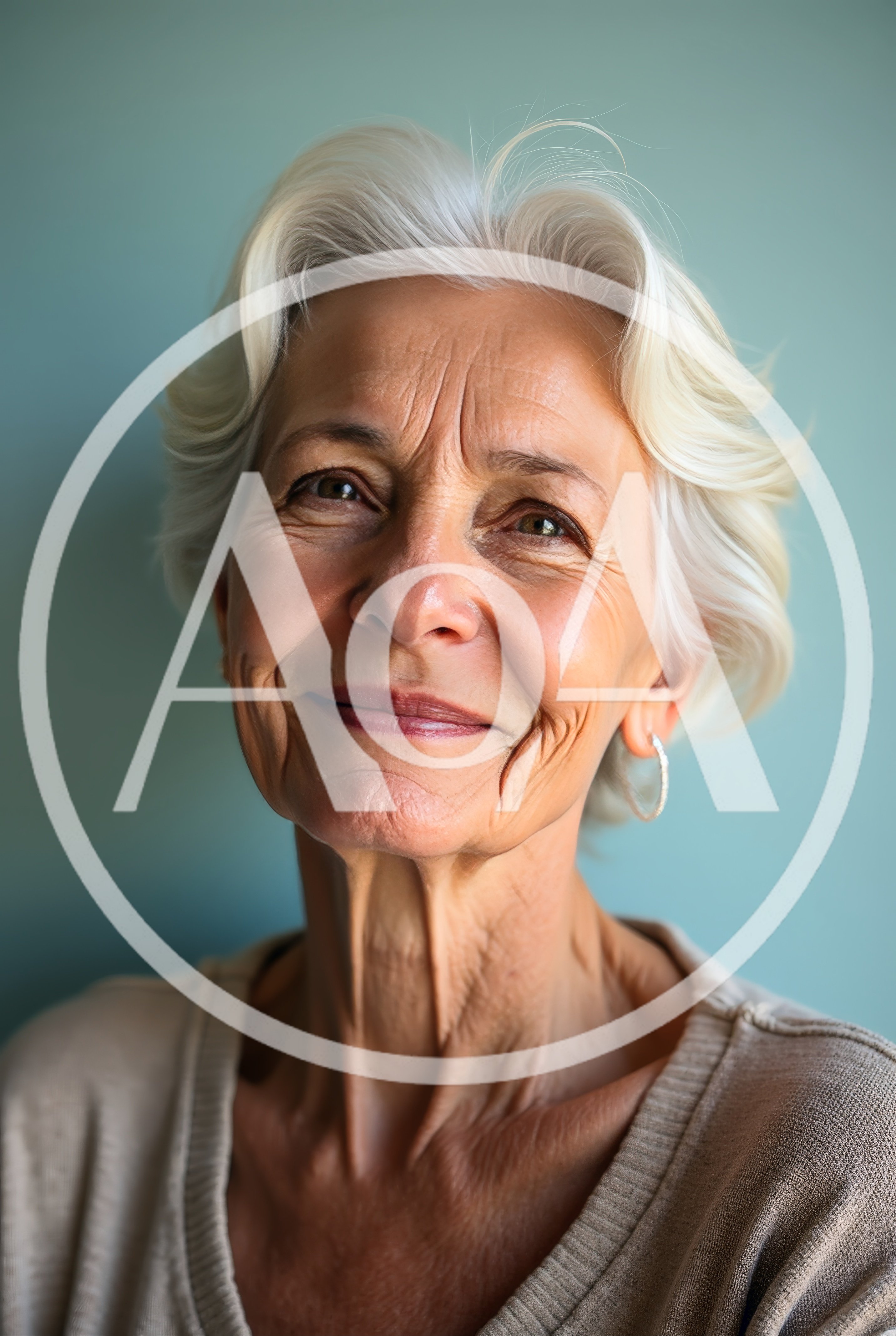 Portrait Of A Smiling Mature Woman With White Hair