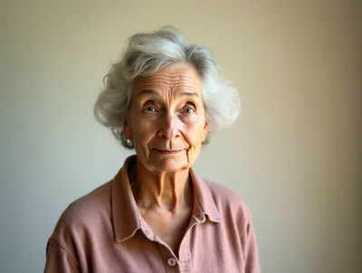 Portrait Of An Elderly Woman With Gray Hair