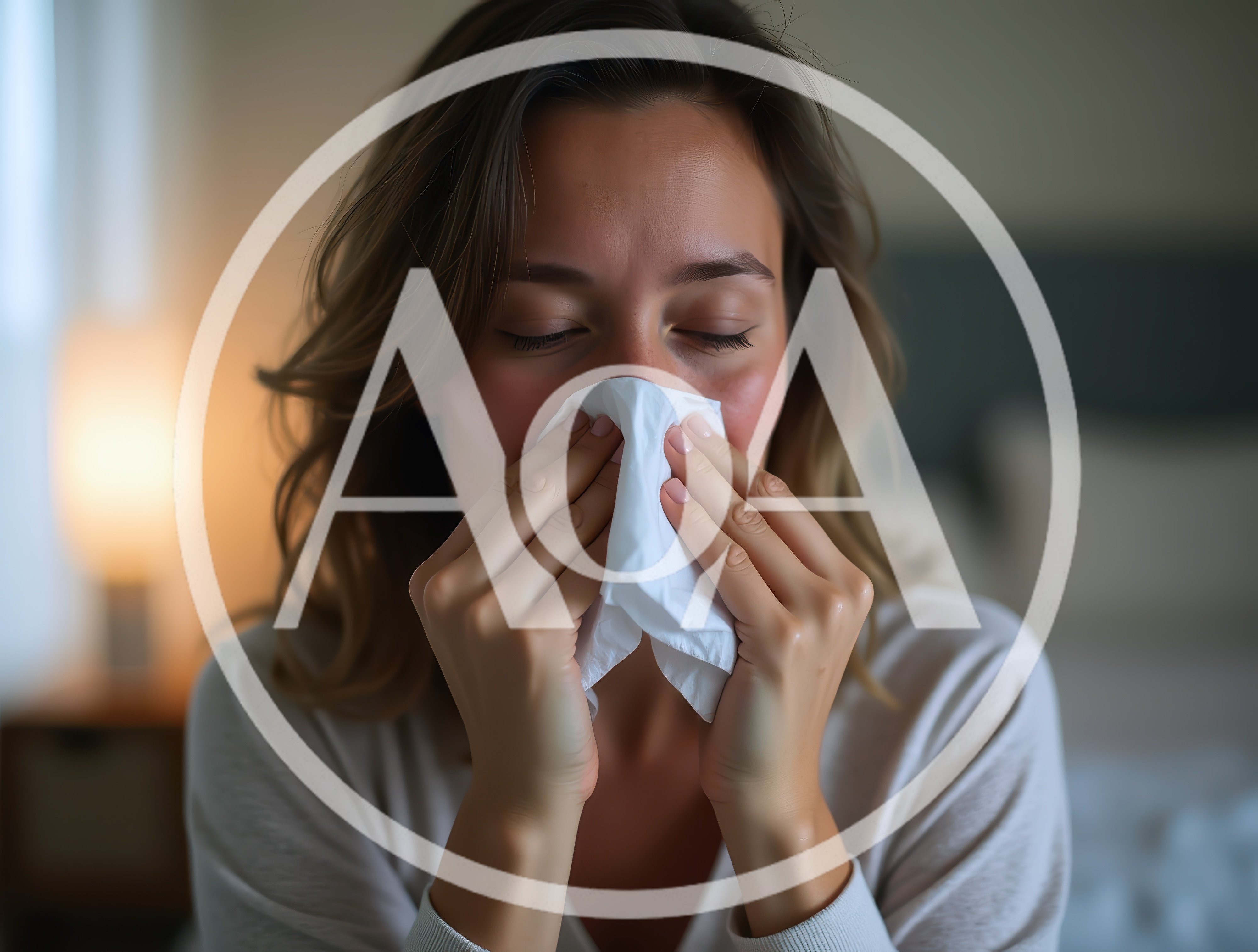 Young Woman Blowing Her Nose With A Tissue