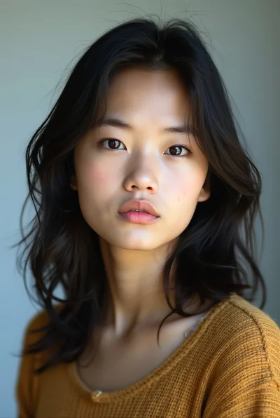Portrait Of A Young Asian Woman With Natural Makeup