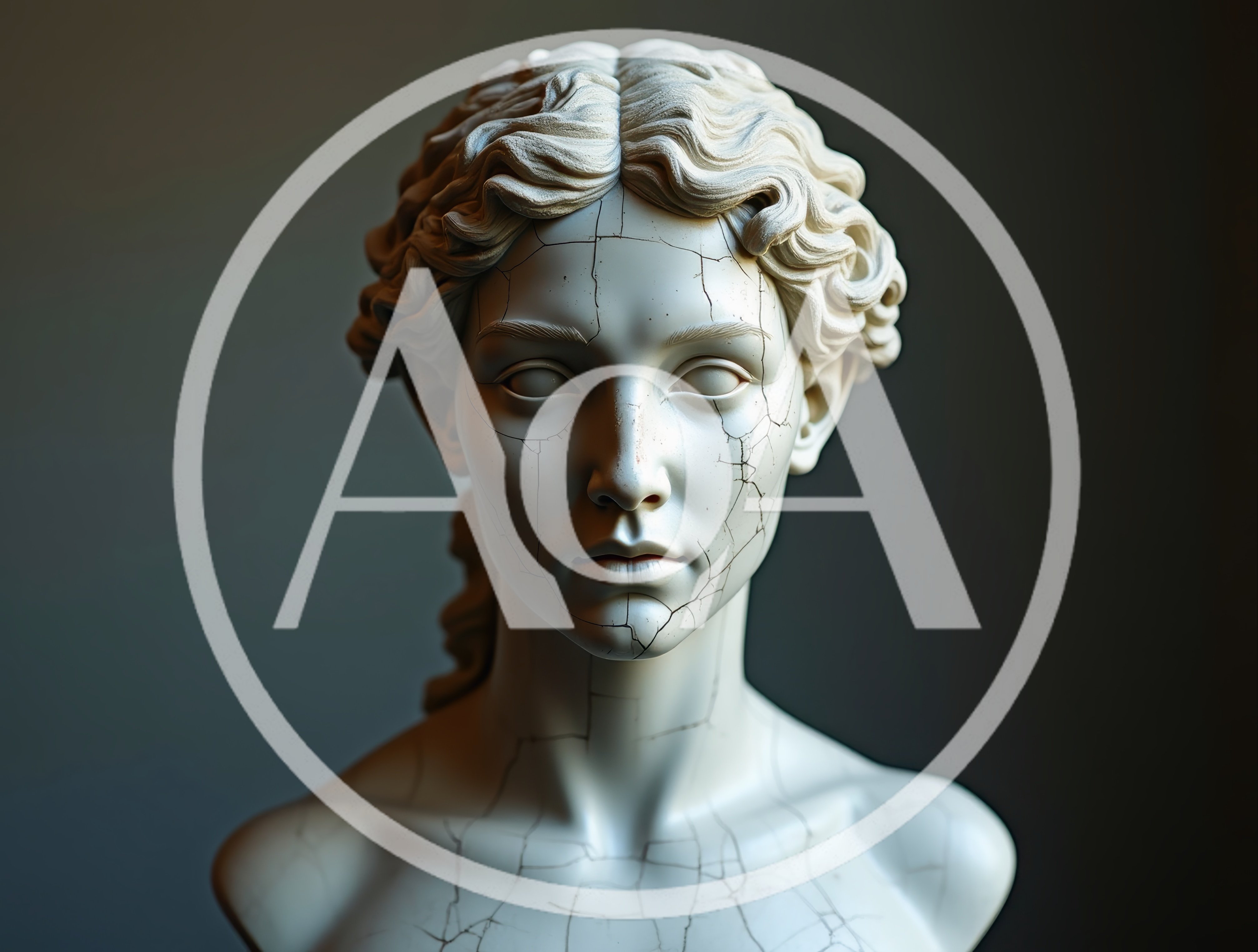 Cracked Marble Bust Of A Classical Female Figure