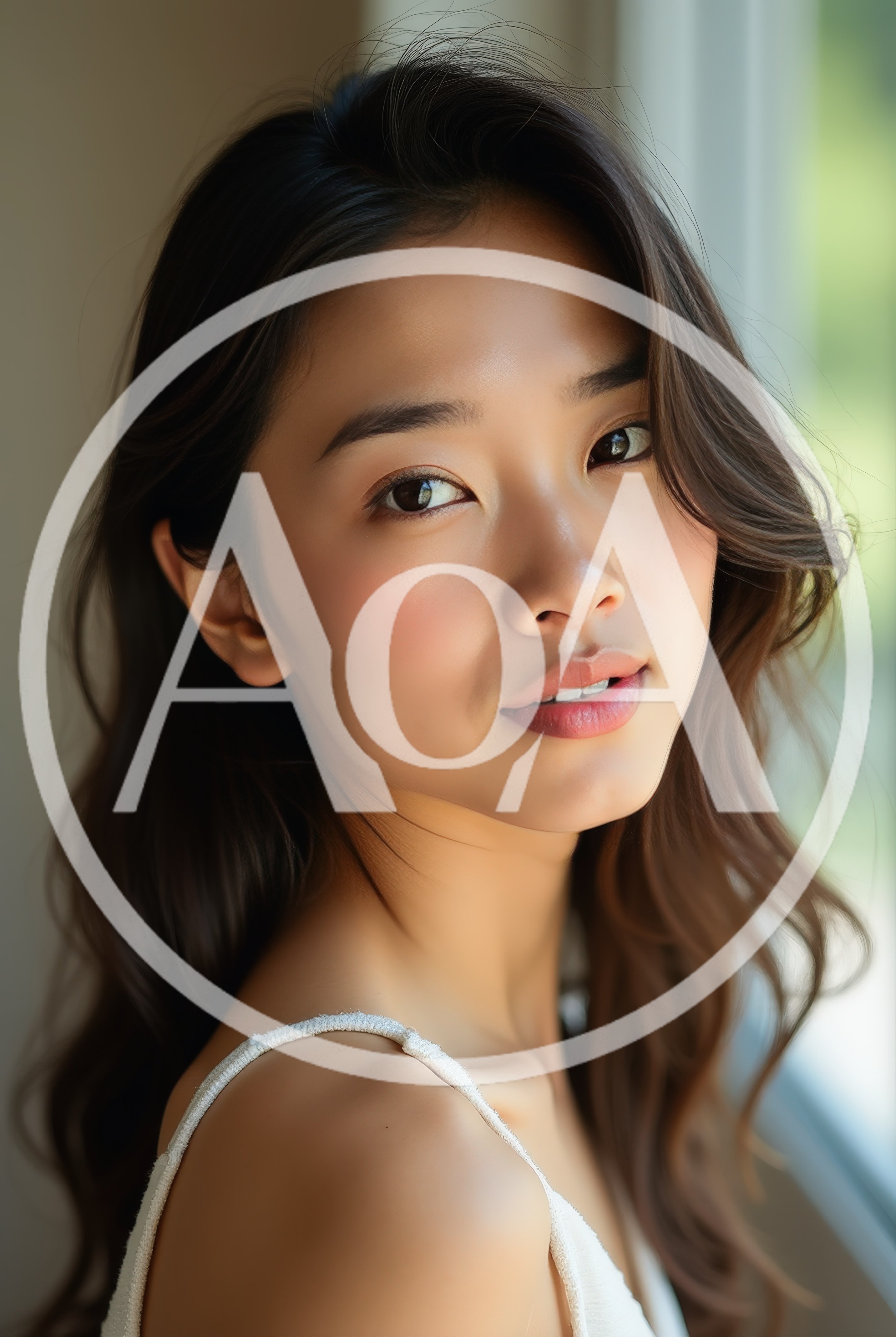 Portrait Of A Young Asian Woman With Wavy Hair