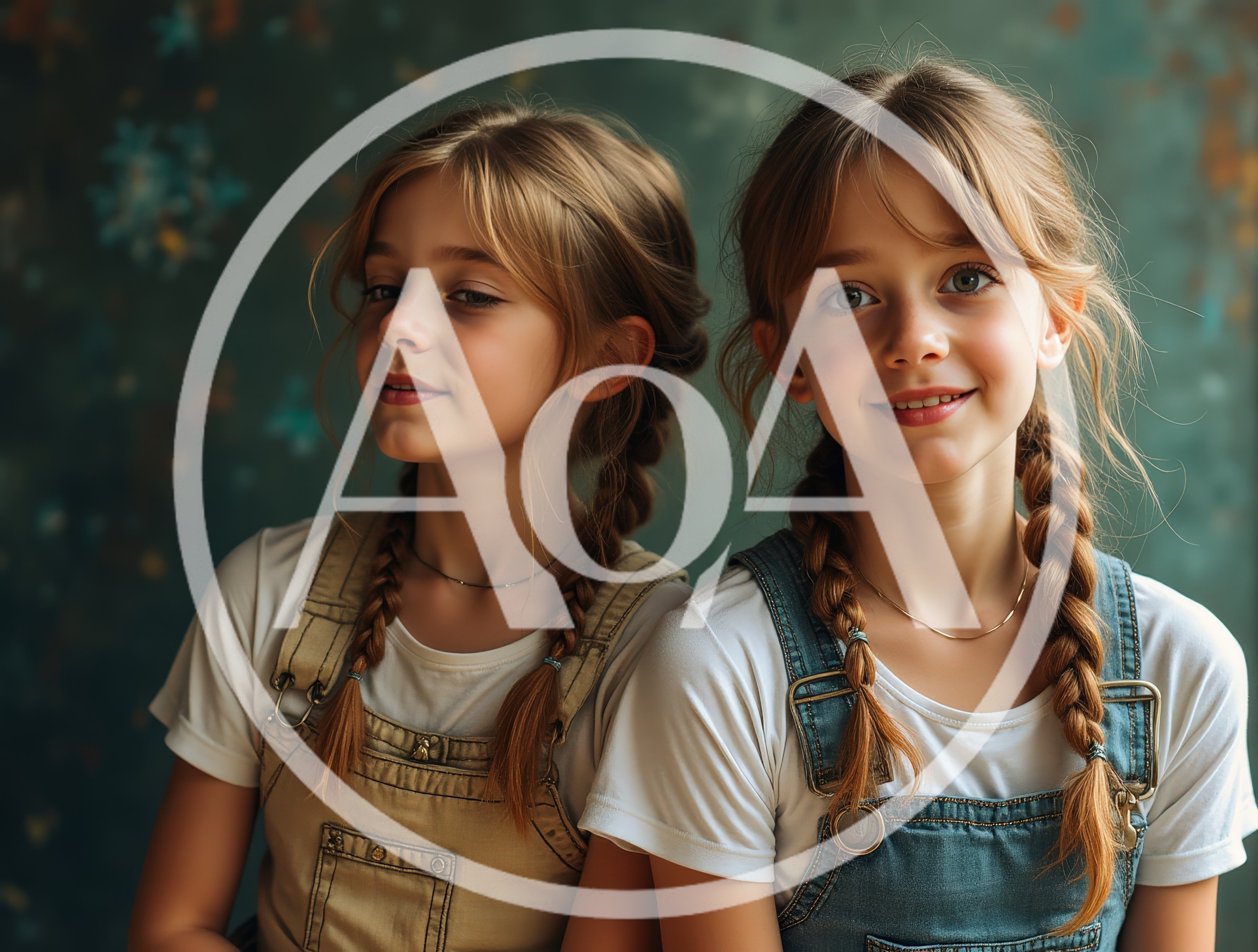 Two Young Girls With Braided Hair Posing Together