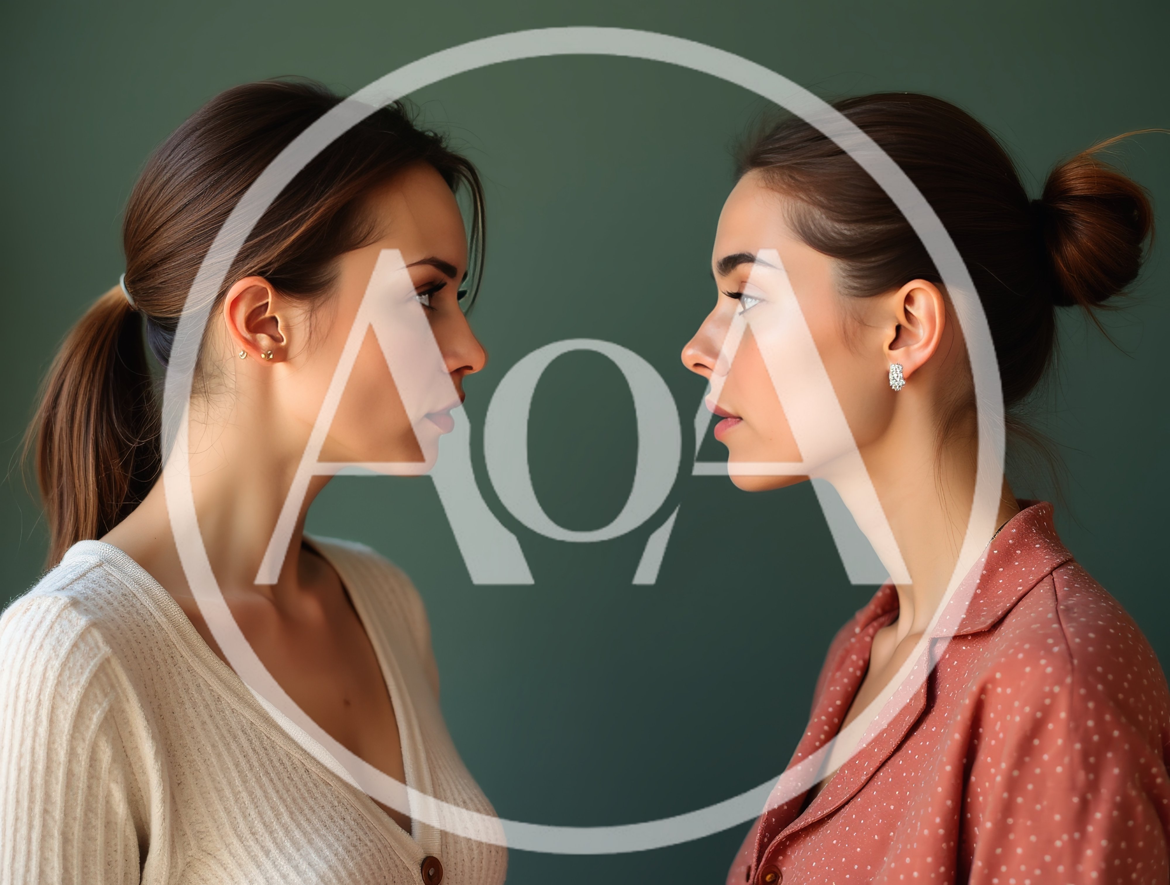 Two Women Facing Each Other In Profile