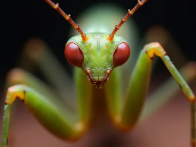 Macro Close Up Of A Green Praying Mantis