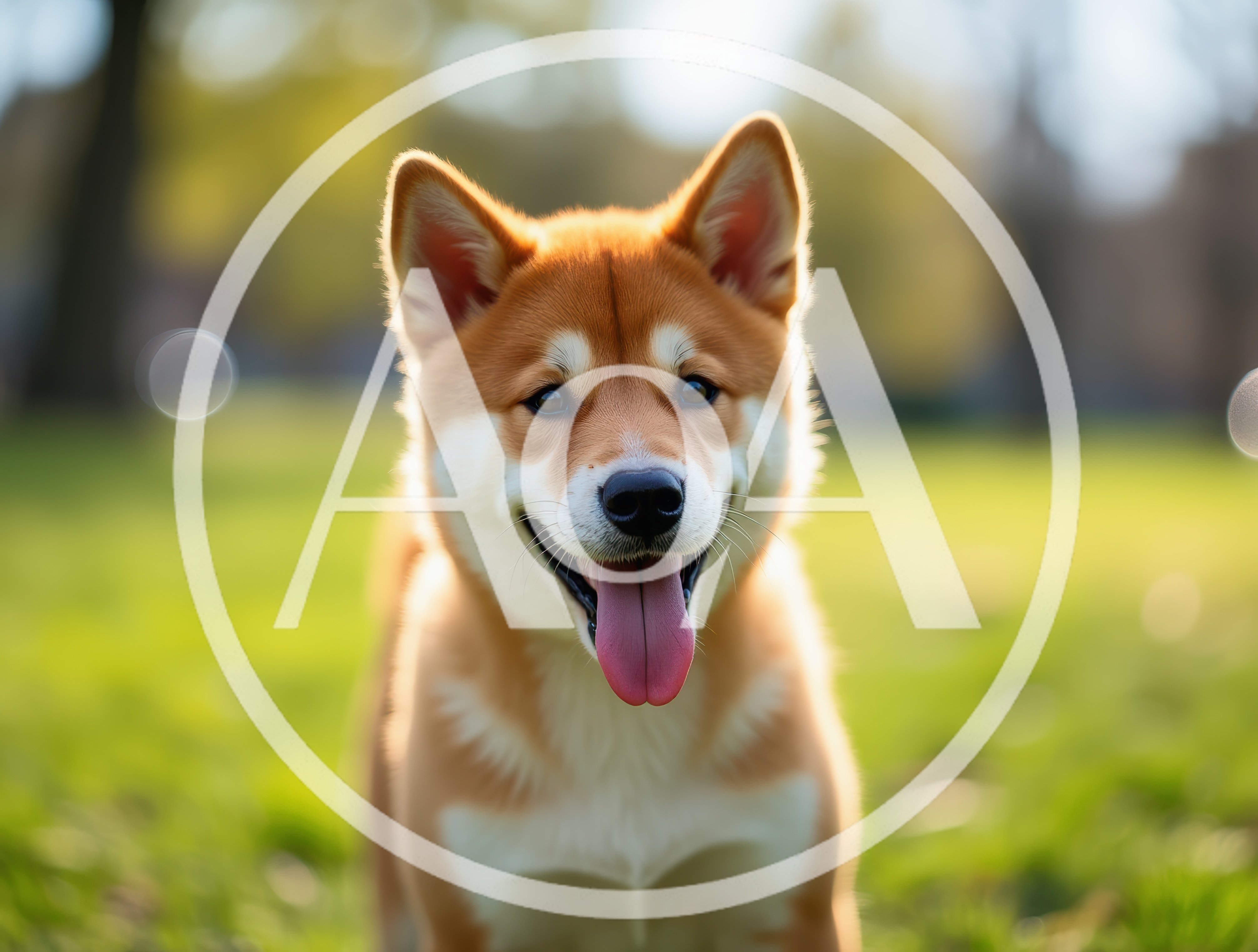 Happy Shiba Inu Puppy Standing In A Sunny Park