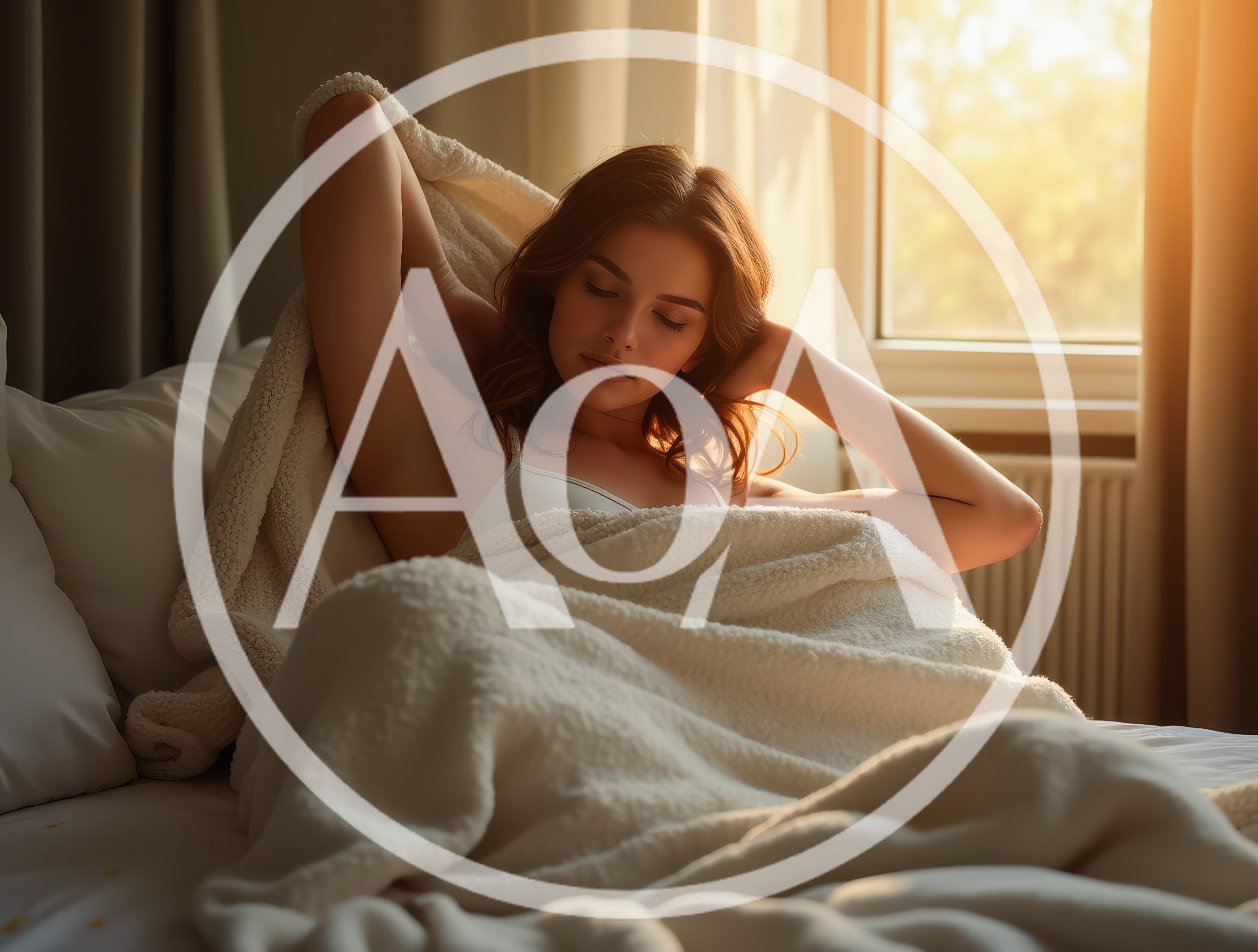 Young Woman Waking Up In Bed During Morning Sunlight