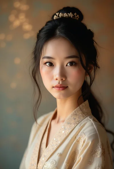Portrait Of A Young Asian Woman In Traditional Attire