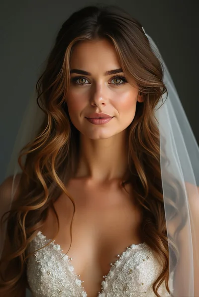 Portrait Of A Beautiful Bride In A Wedding Dress