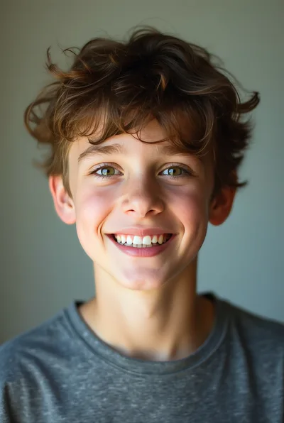 Portrait Of A Smiling Young Boy With Messy Hair