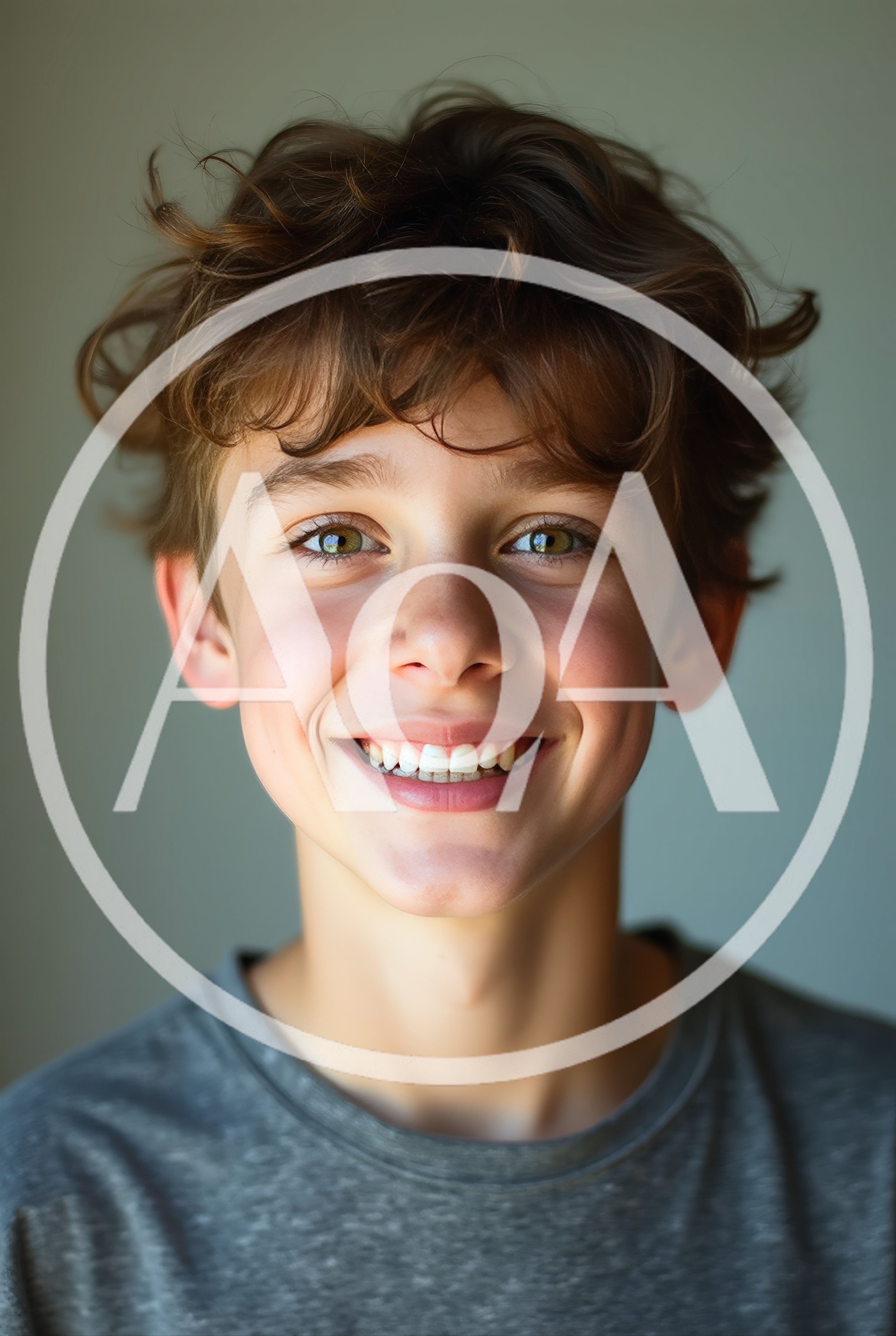 Portrait Of A Smiling Young Boy With Messy Hair