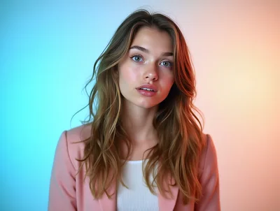 Portrait Of A Young Woman With Two Tone Lighting