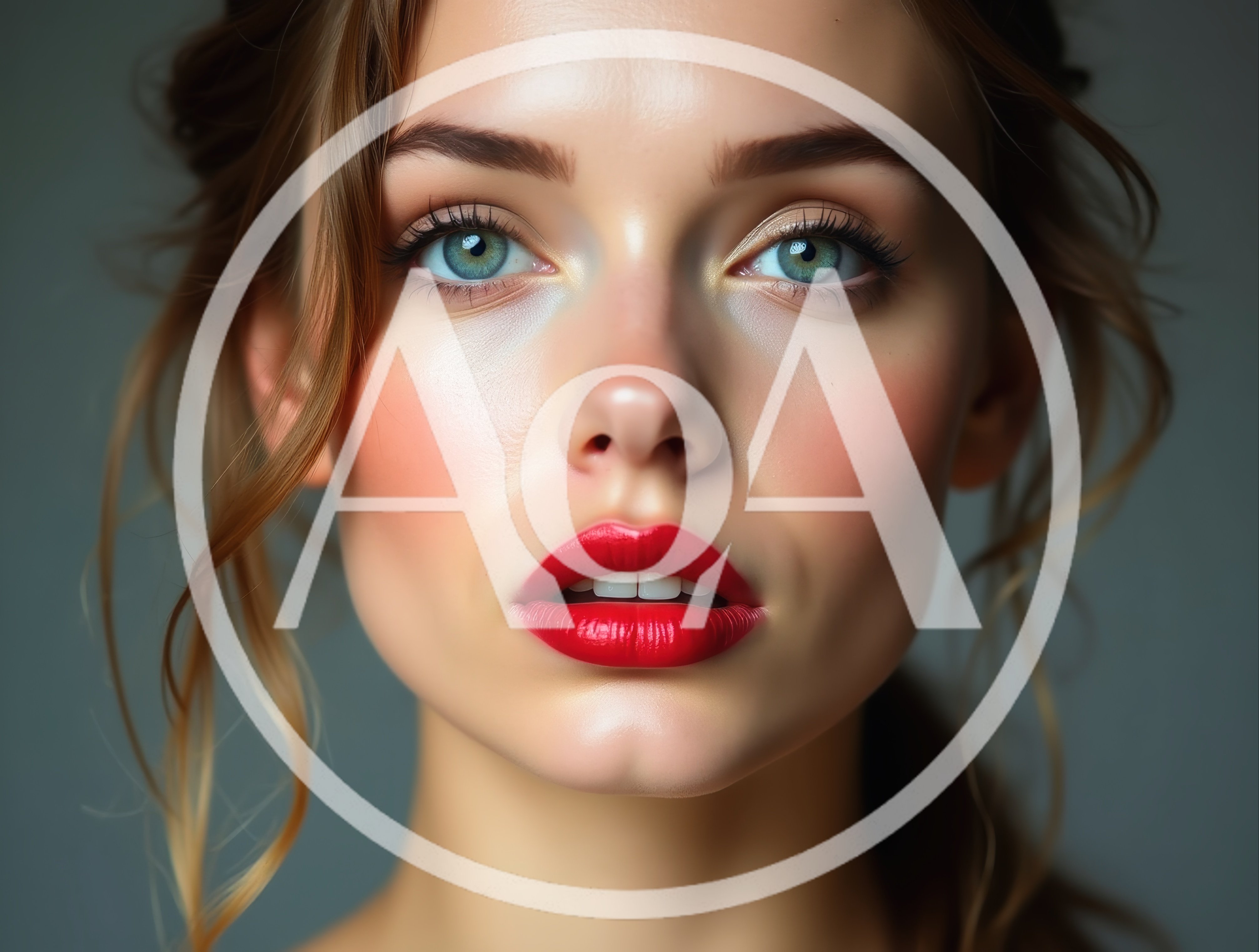Portrait Of A Beautiful Woman With Red Lipstick