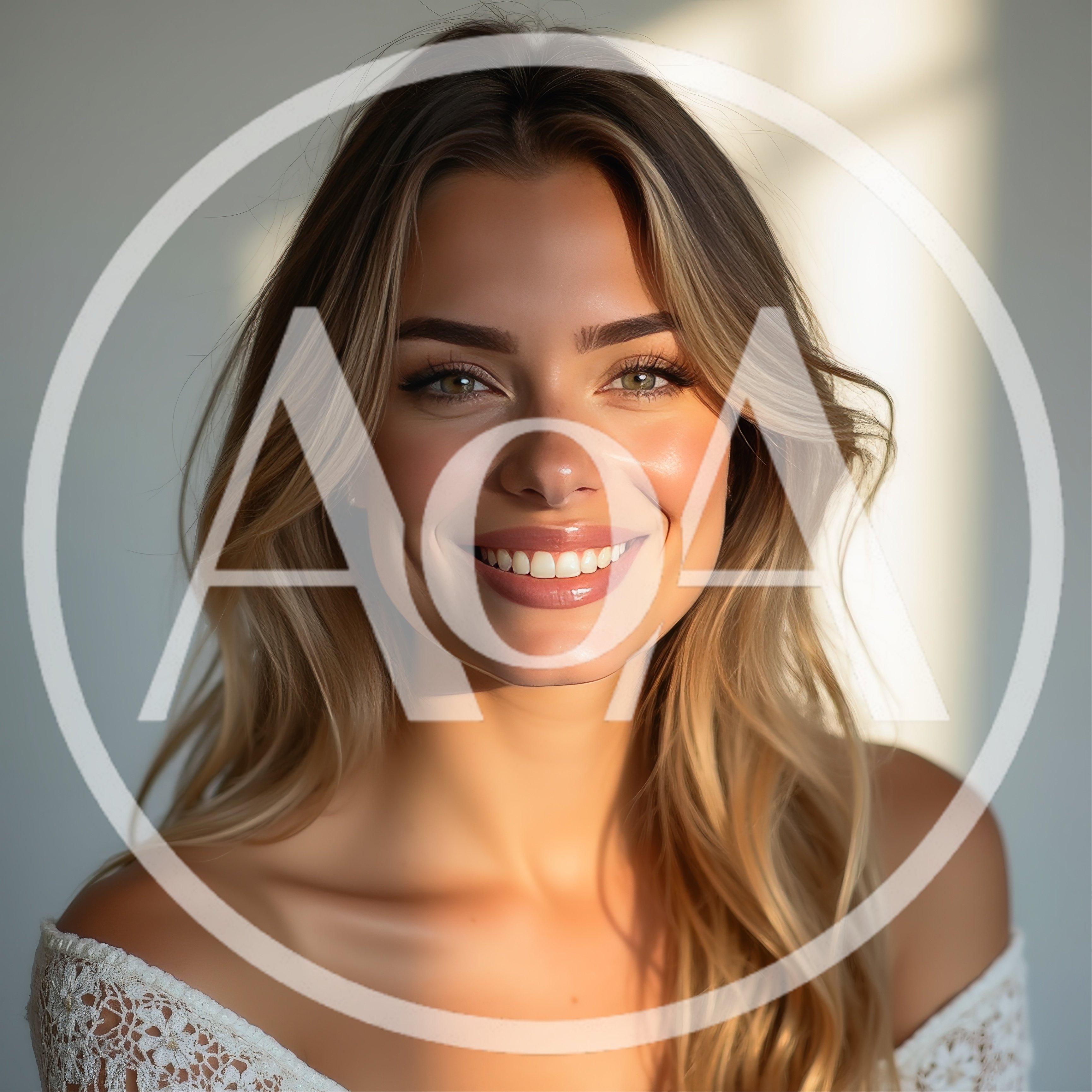 Portrait Of A Smiling Blonde Woman In Sunlight