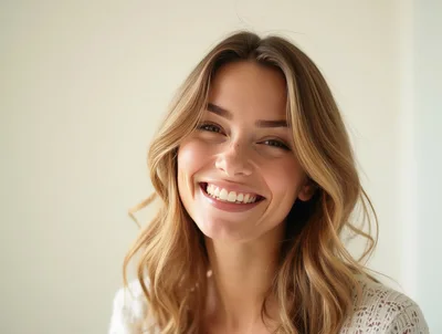Portrait Of A Smiling Young Woman With Blonde Hair