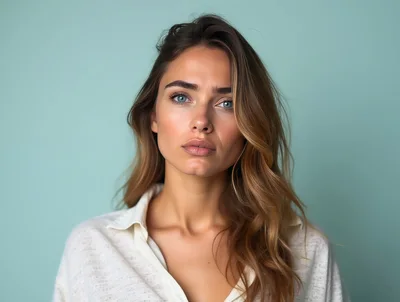 Portrait Of A Young Woman With Wavy Hair
