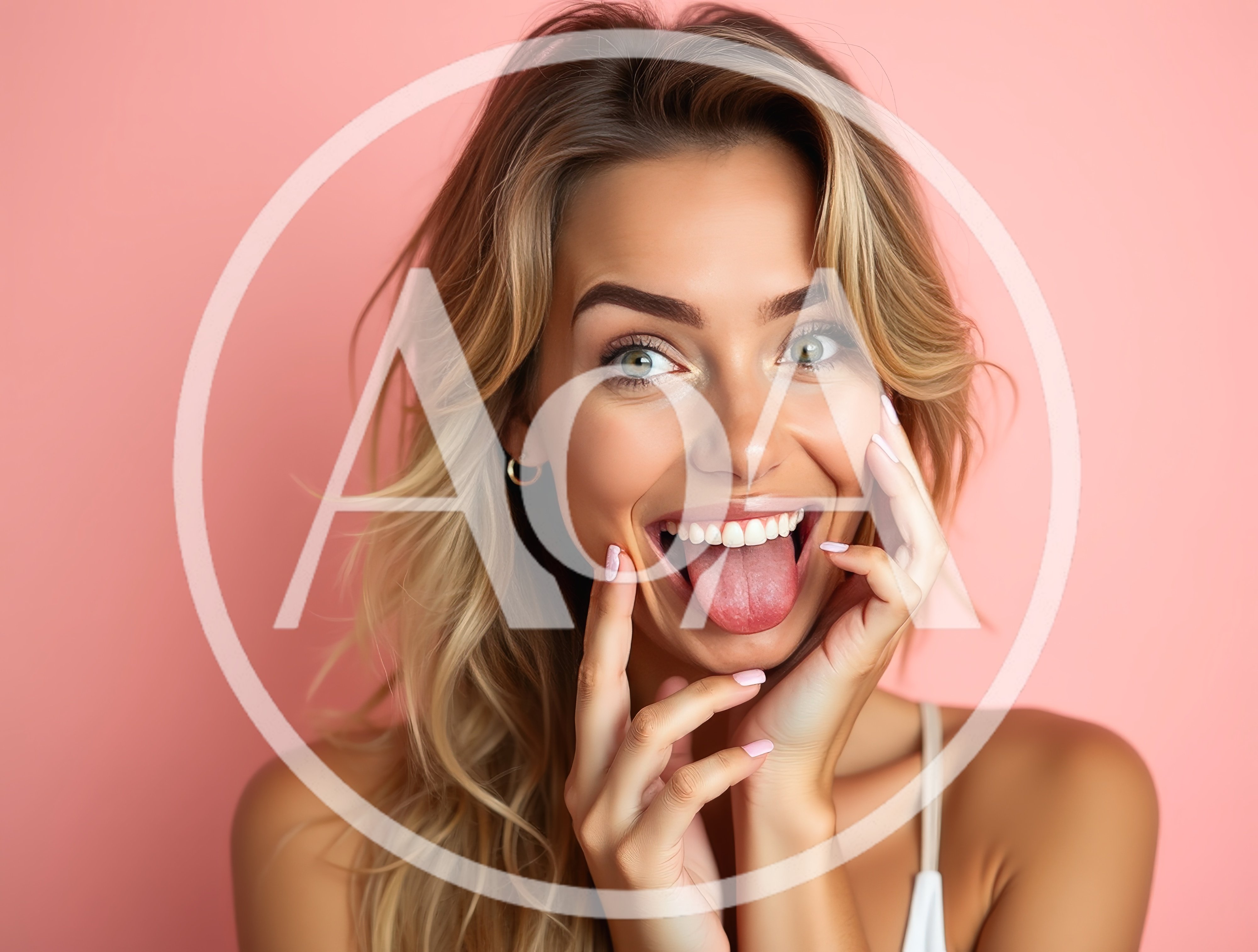 Playful Young Woman With Blonde Hair Sticking Out Tongue