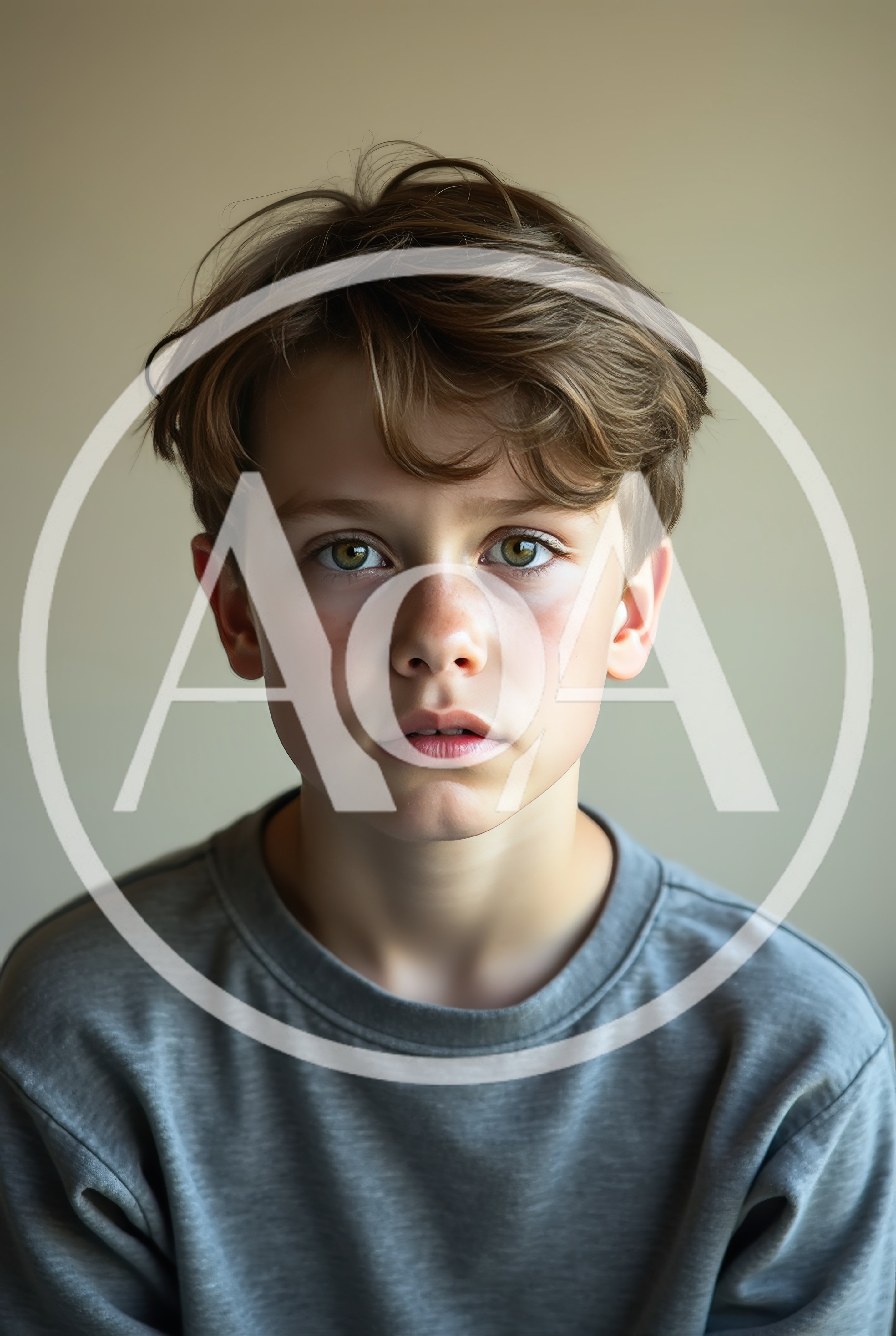 Portrait Of A Young Boy With Green Eyes