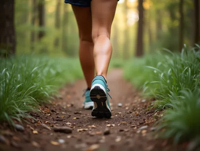 Person Walking Along A Dirt Trail In The Forest