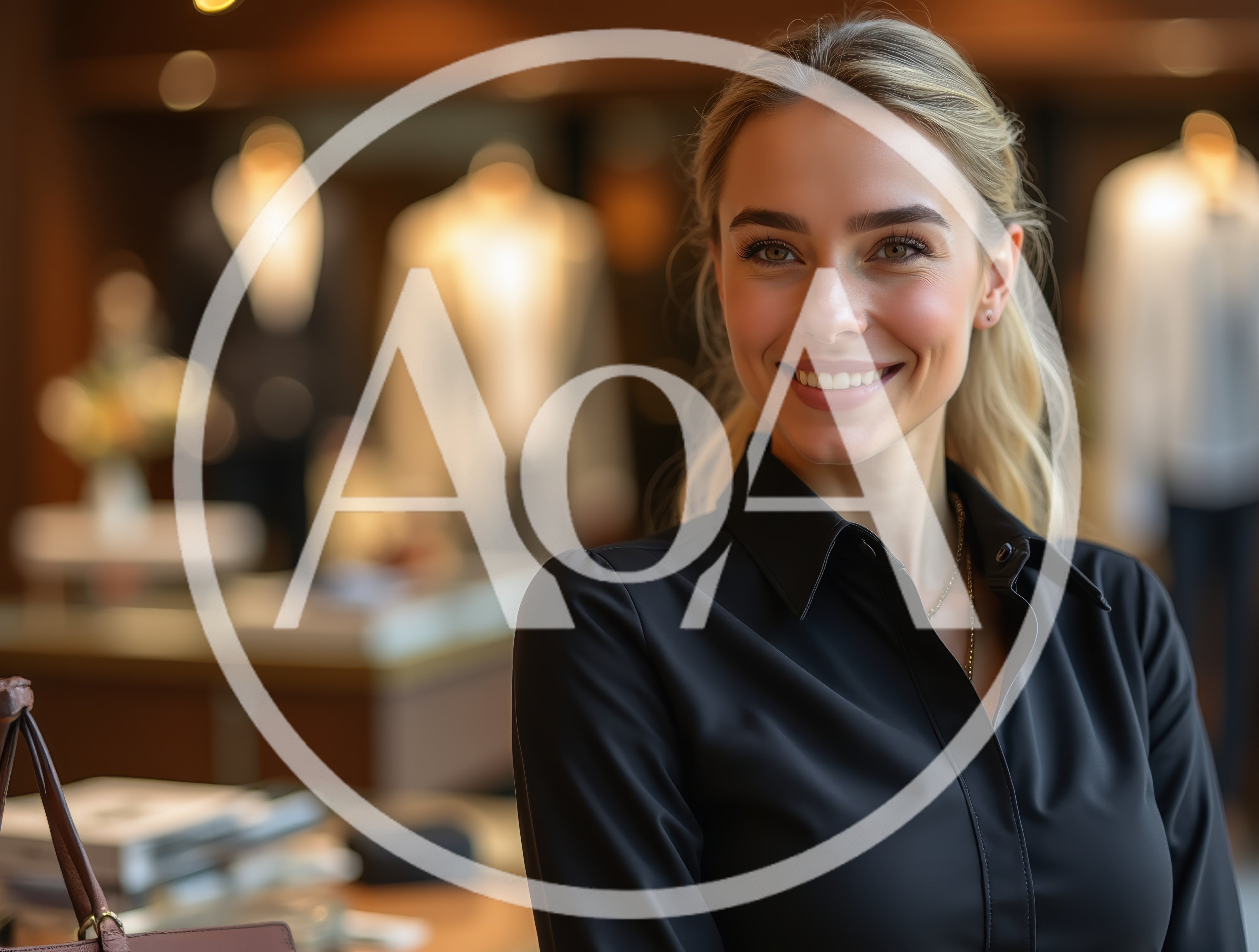 Professional Woman Smiling In A Luxury Clothing Store