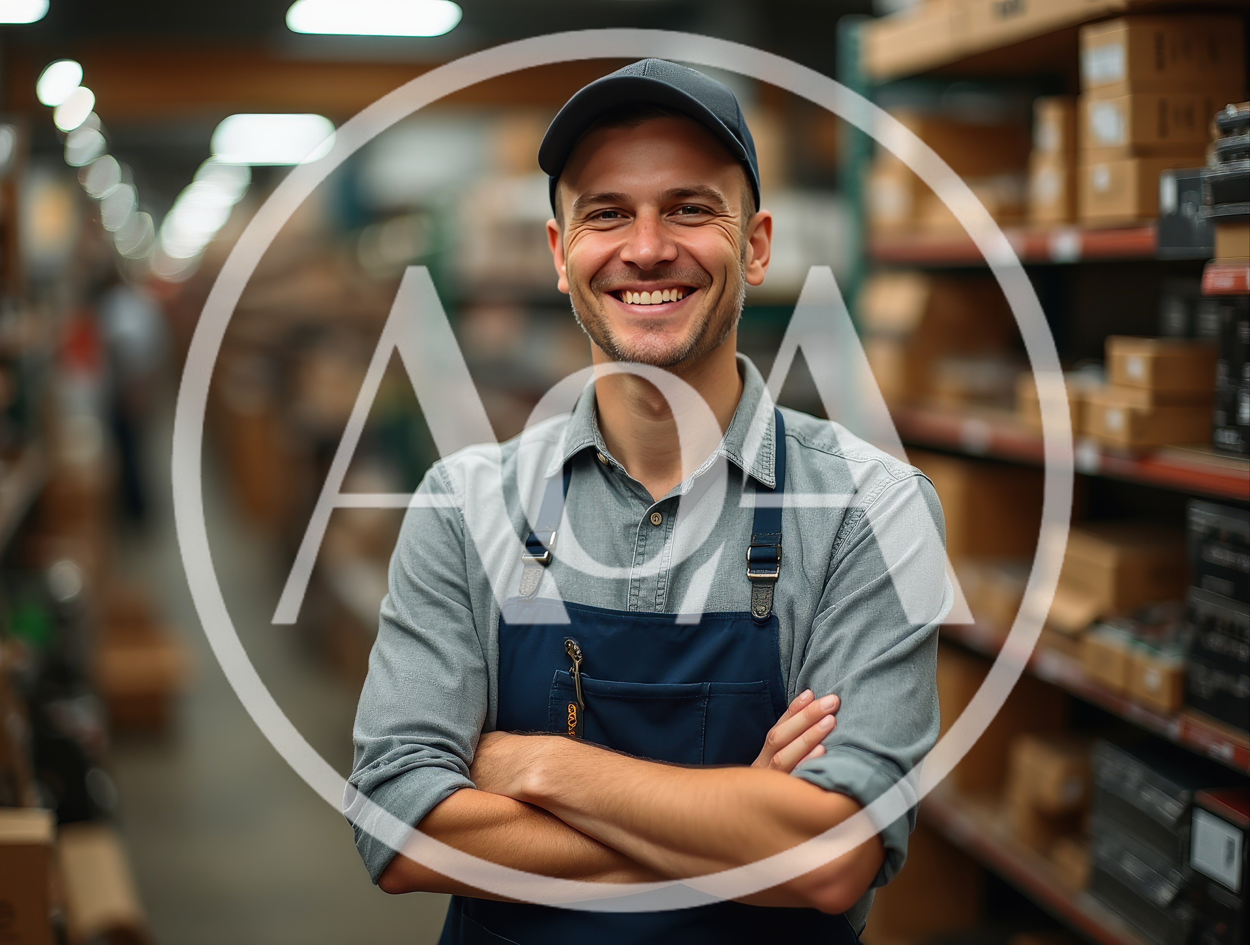 Smiling Warehouse Worker Standing With Arms Crossed