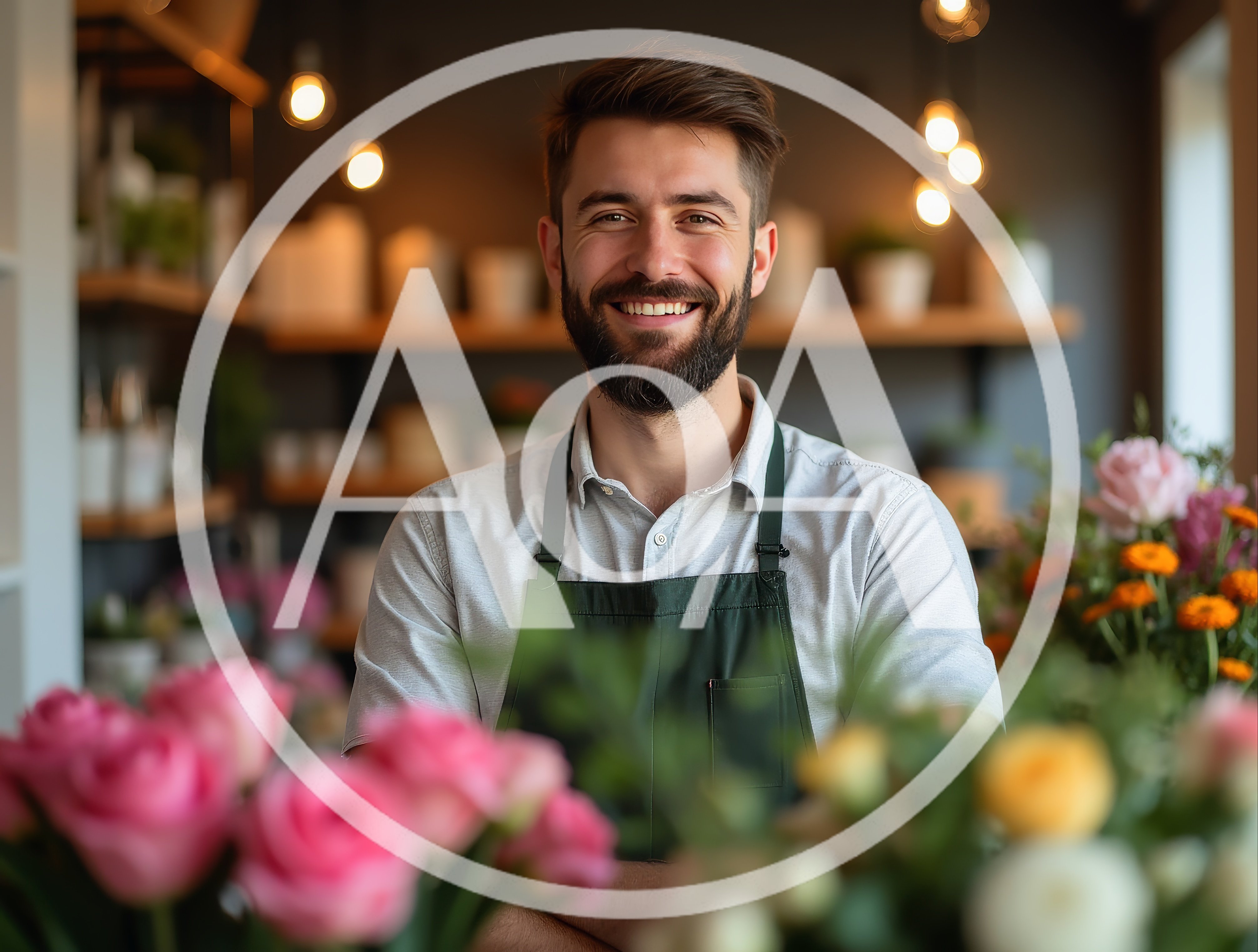 Smiling Male Florist Standing In Flower Shop