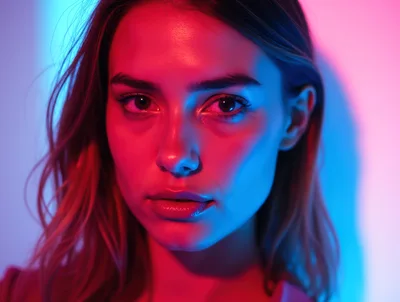 Portrait Of A Young Woman With Neon Lighting
