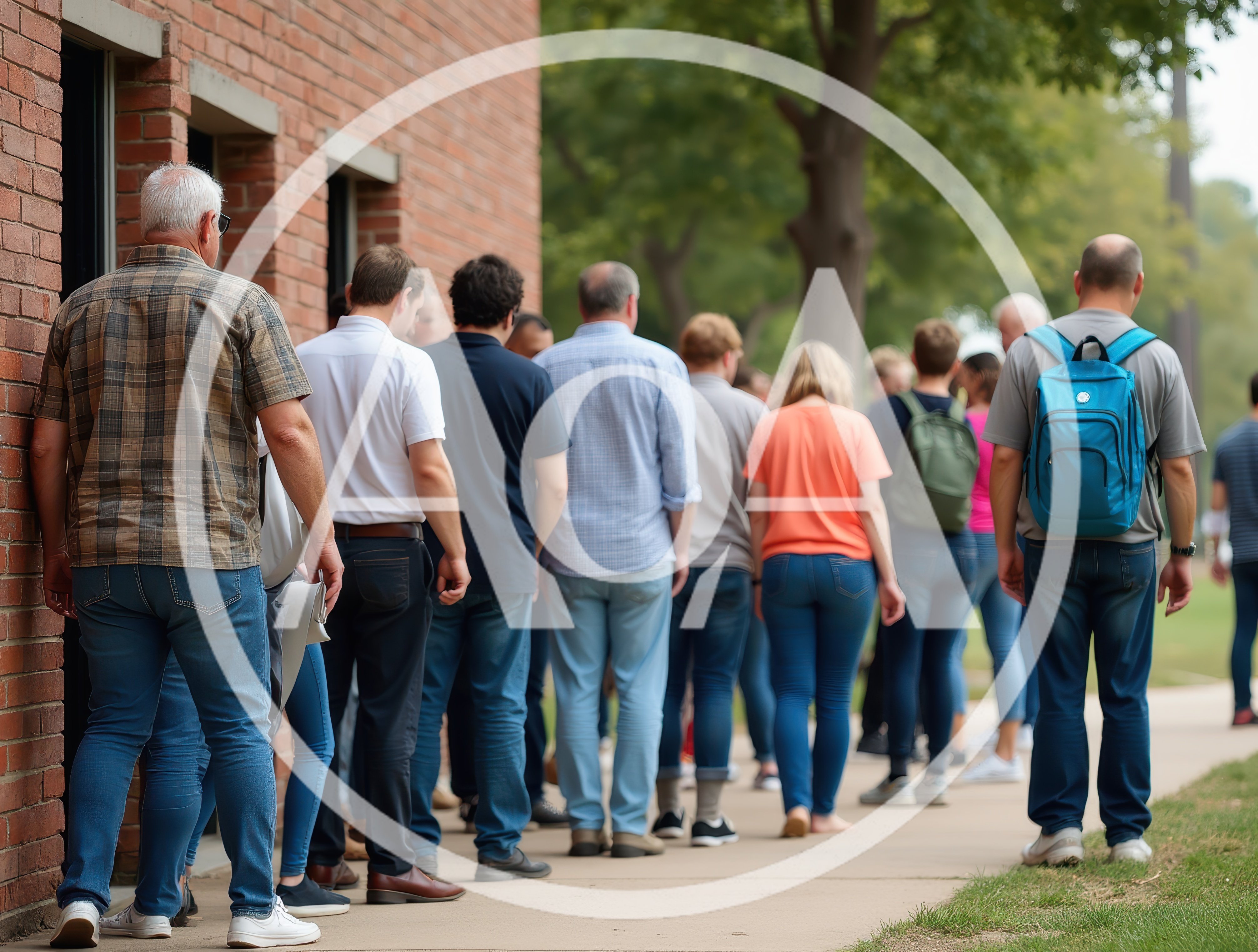 Diverse Group Of People Waiting In A Line