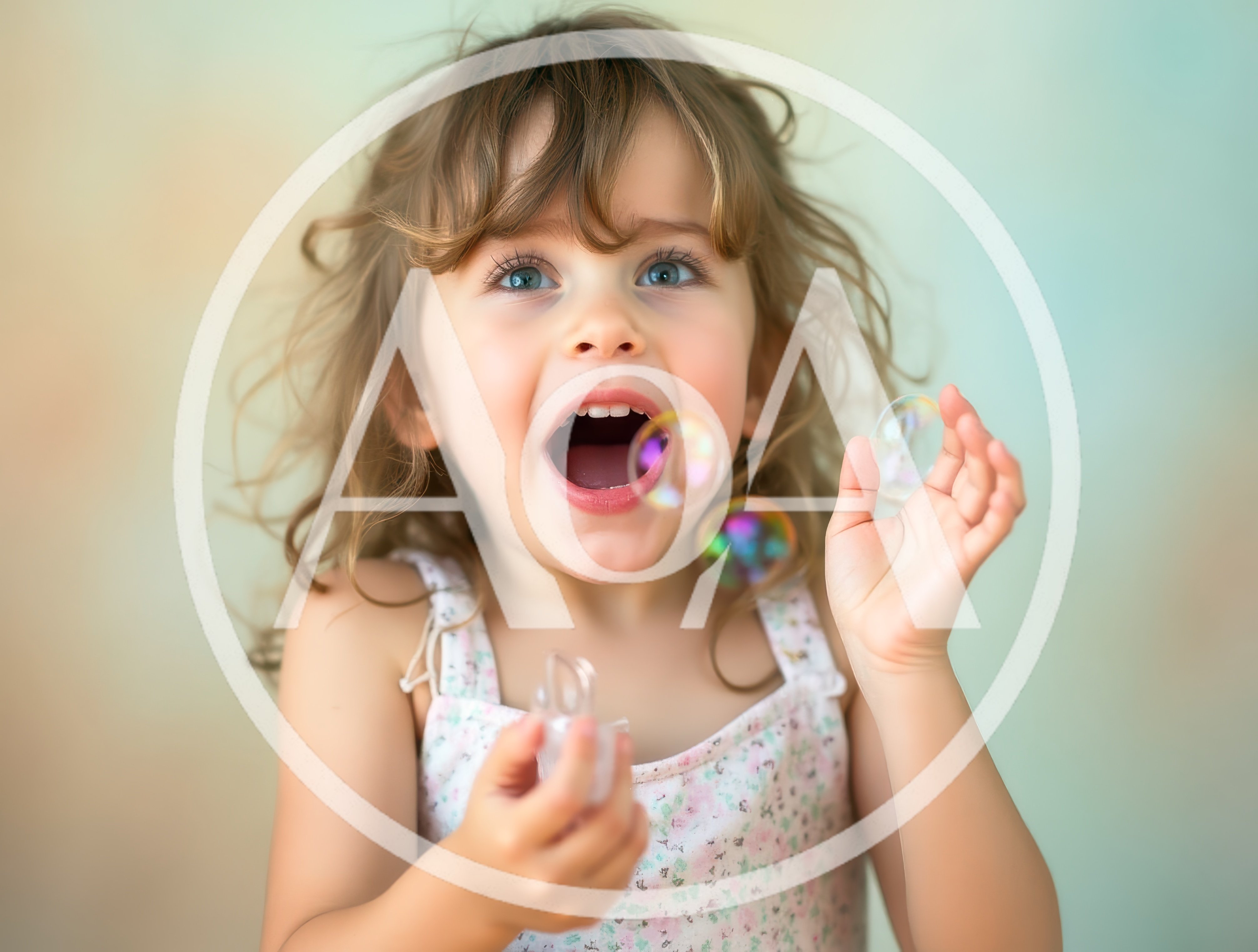 Happy Toddler Girl Playing With Bubbles