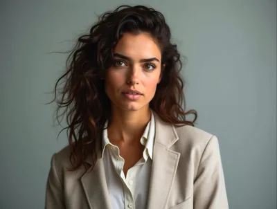 Portrait Of A Professional Woman In A Beige Blazer