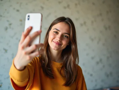Young Woman Taking A Selfie With Her Smartphone